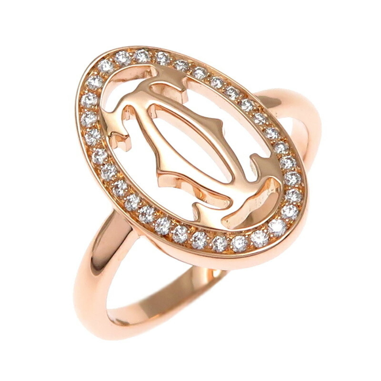 Pink Gold Cartier Band Ring: Pink Gold Cartier Band Ring Pink Gold Cartier Band Ring. This elegant pink gold band ring features a Double C design, showcasing the iconic Cartier model #50. With its 18K pink gold construction and