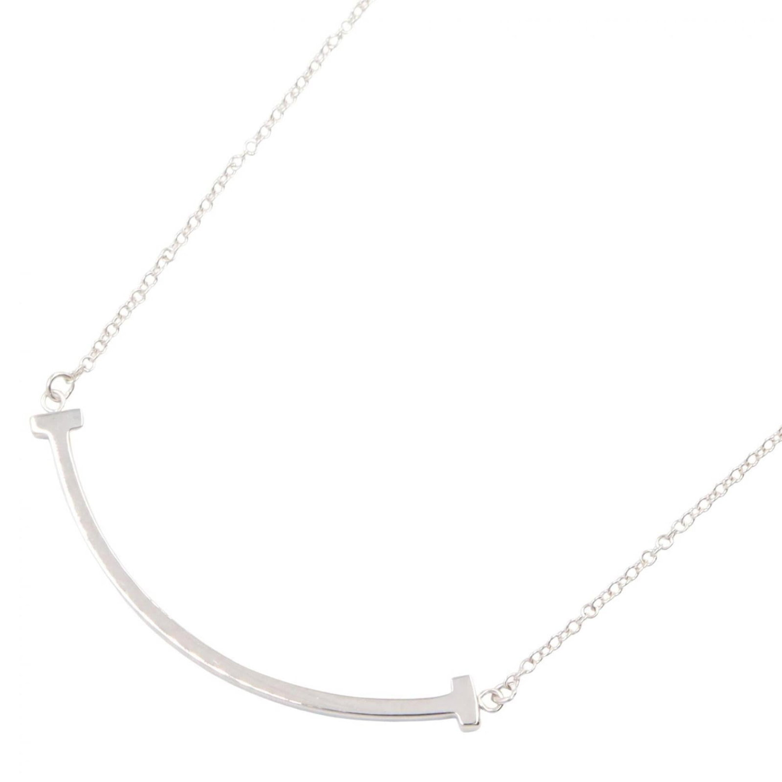 Tiffany & Co. T Smile Small Necklace 18K White Gold (18Kwg) Women'S Silver Tone 60011677: Tiffany & Co. T Smile Small Necklace 18K White Gold (18Kwg) Women'S Silver Tone 60011677 Tiffany & Co.'s T Smile Small Necklace boasts a sleek design, featuring an 18K white gold (18Kwg) construction 