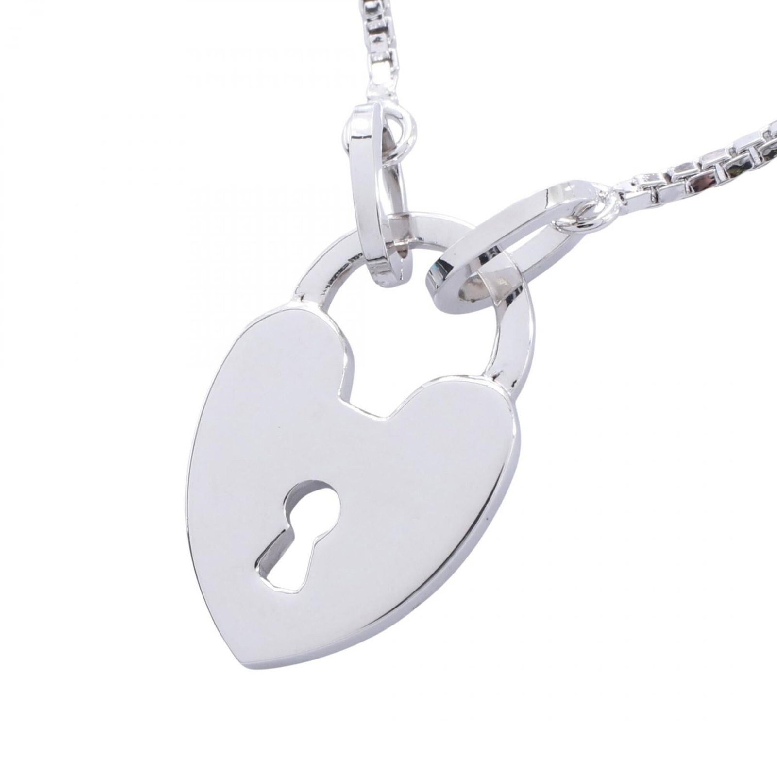 Christian Dior Women's Silver Stainless Steel Jewelry Lock Necklace Heart Tone (1 of 5)