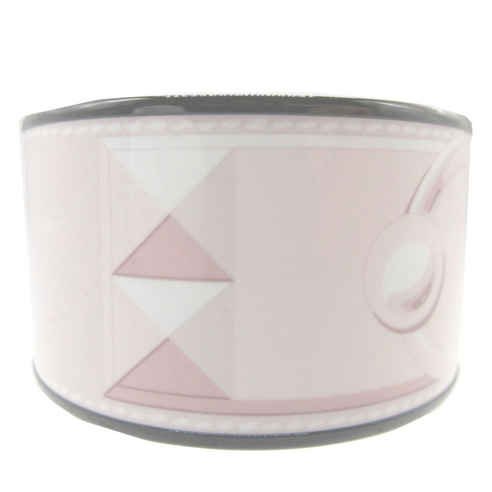 Metal Hermes Bangle: Metal Hermes Bangle Metal Hermes Bangle in Black and Pink, featuring a sleek design with a length of 19.5cm / 7.67''. Comes with a dust bag for added protection. A stylish accessory for those who