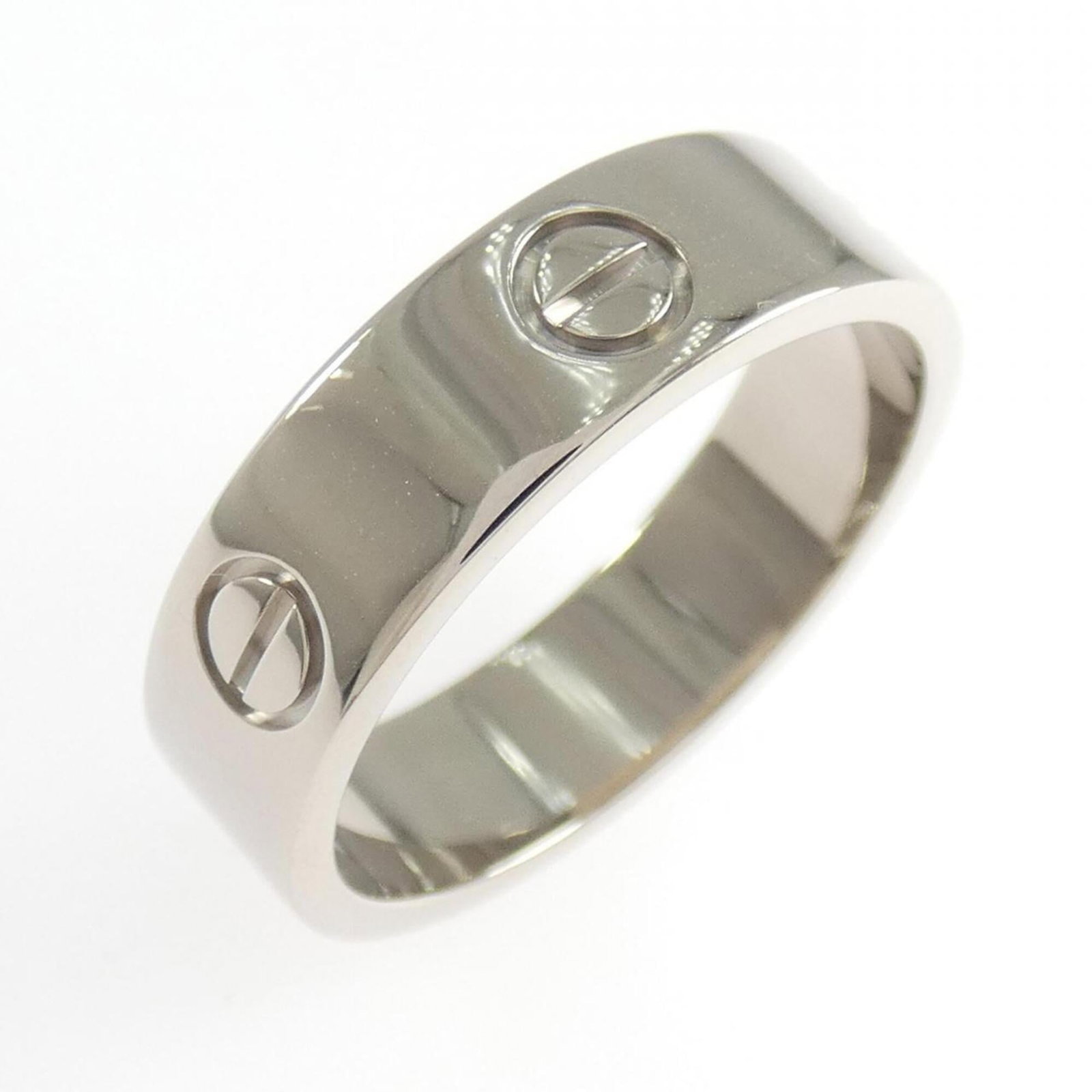 Gold White Ring Cartier Band: Gold White Ring Cartier Band White gold (18K) Cartier band ring features a classic design with a sleek, modern aesthetic. This 61 US size, 10 band ring boasts a striking white gold finish and is