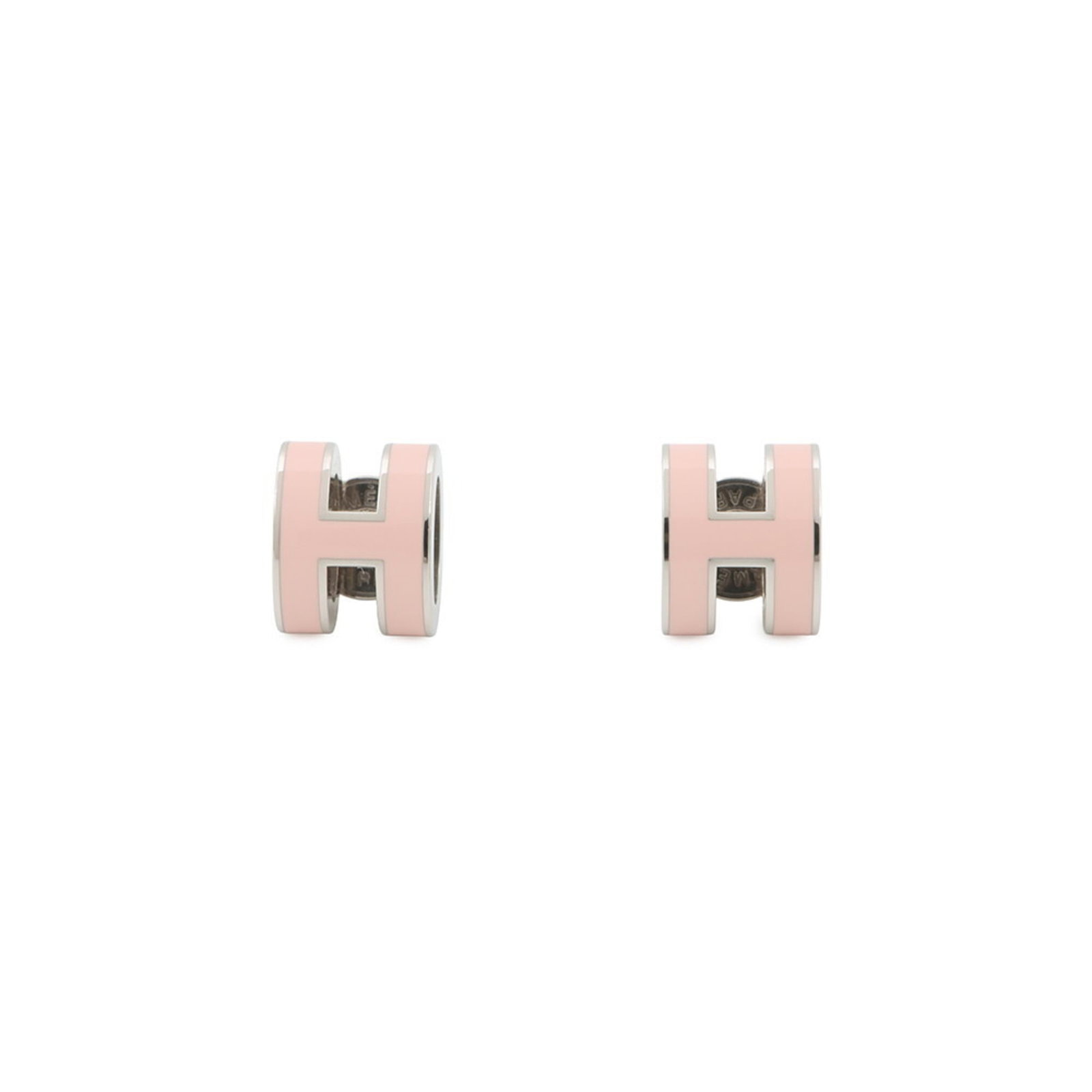 Metal Lacquer Stud Earrings Hermes: Metal Lacquer Stud Earrings Hermes Metal lacquer stud earrings from the Hermes line, crafted in France with pink metal and measuring 9.00mm x 7.00mm / 0.35'' x 0.28''. The earrings feature a