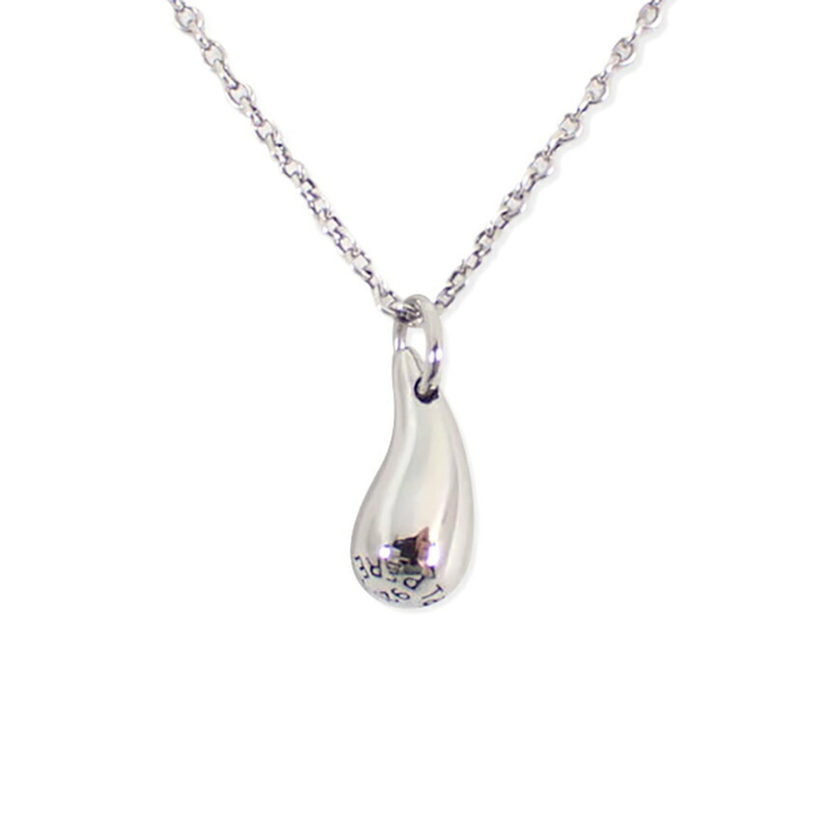 Tiffany 925 Teardrop Pendant Necklace J80-17: Tiffany 925 Teardrop Pendant Necklace J80-17 Sterling silver 925 Teardrop Pendant Necklace features a delicate, 9.5mm x 4.3mm pendant suspended from a 45 cm / 17.71'' chain, crafted in the iconic Tiff