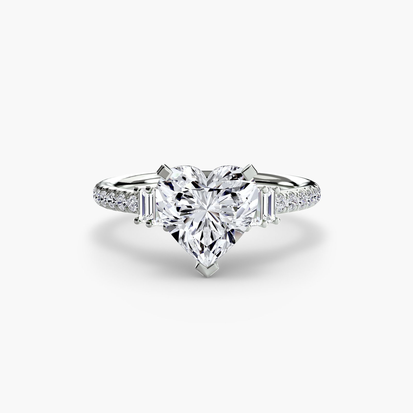 Pave Heart 950 Platinum Ring Setting - 2