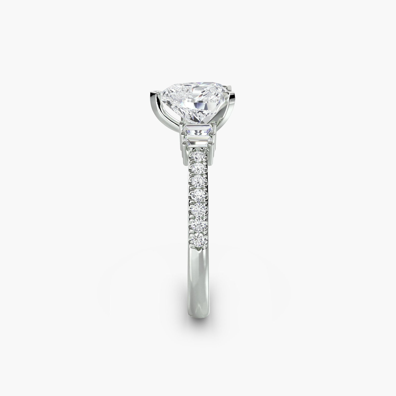 Pave Heart 950 Platinum Ring Setting - 3