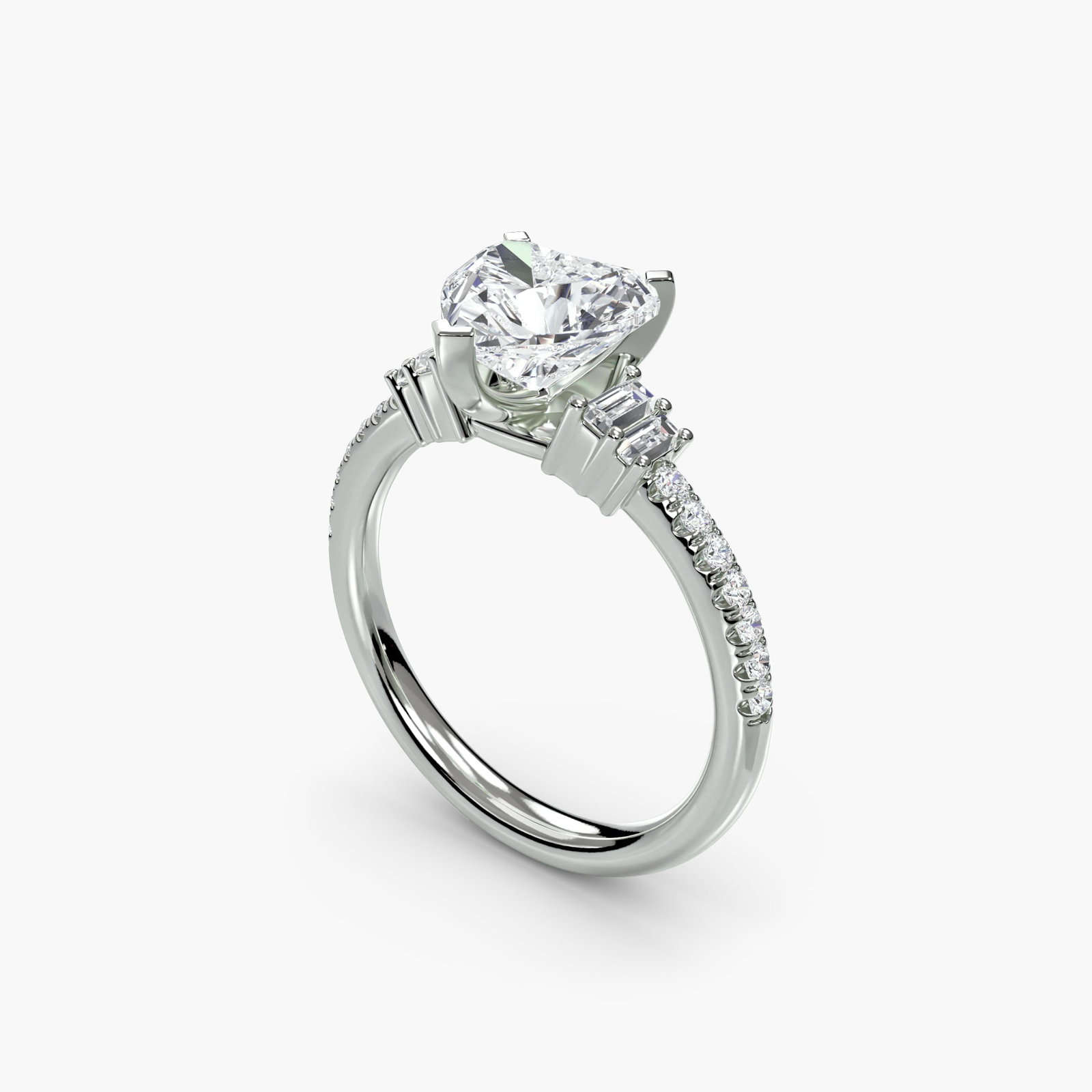 Pave Heart 950 Platinum Ring Setting - 5