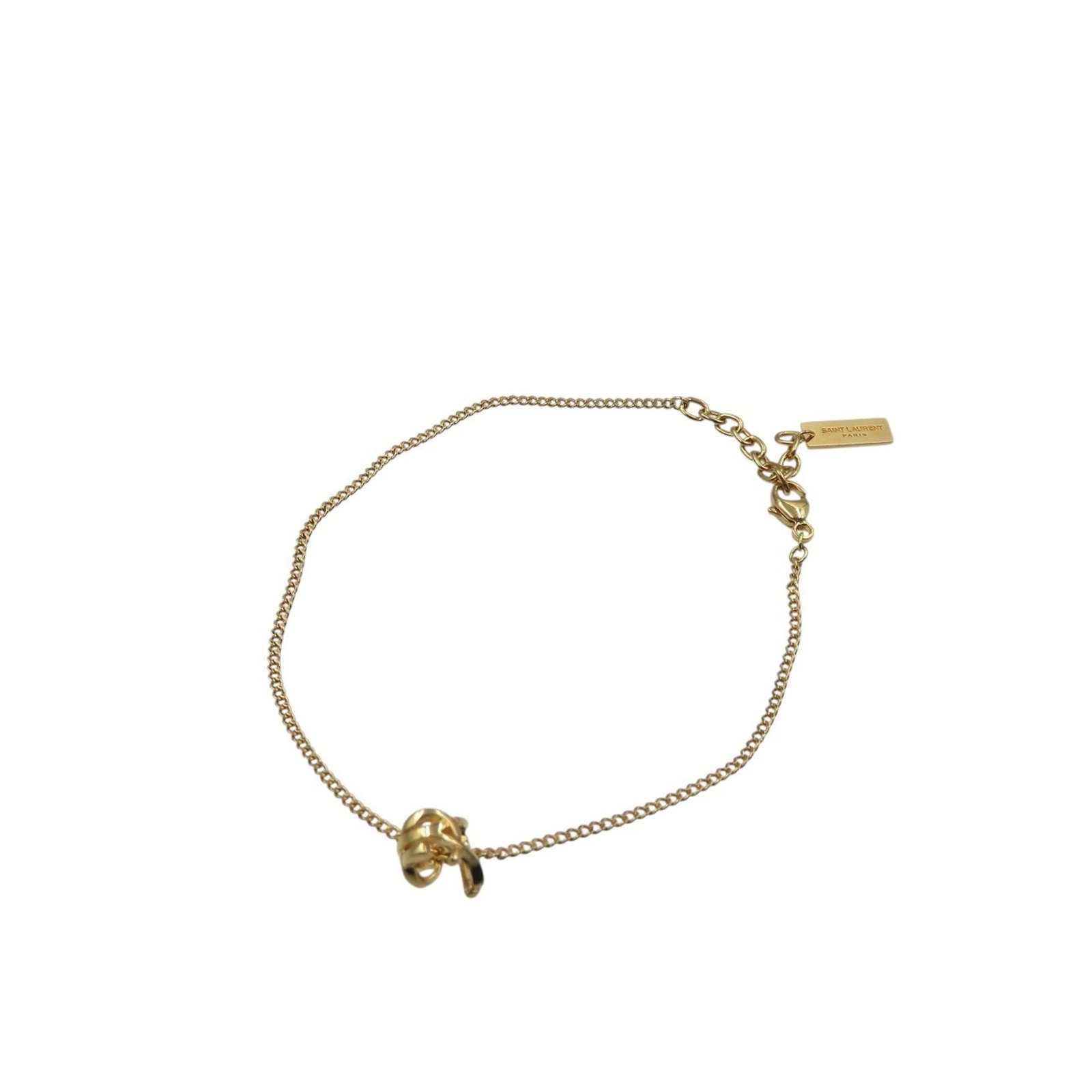 Saint Laurent Metal Charm Bracelet: Saint Laurent Metal Charm Bracelet Saint Laurent Metal Charm Bracelet features a gold metal design with a length range of 18.5cm to 21.5cm, making it adjustable for a comfortable fit. The bracelet