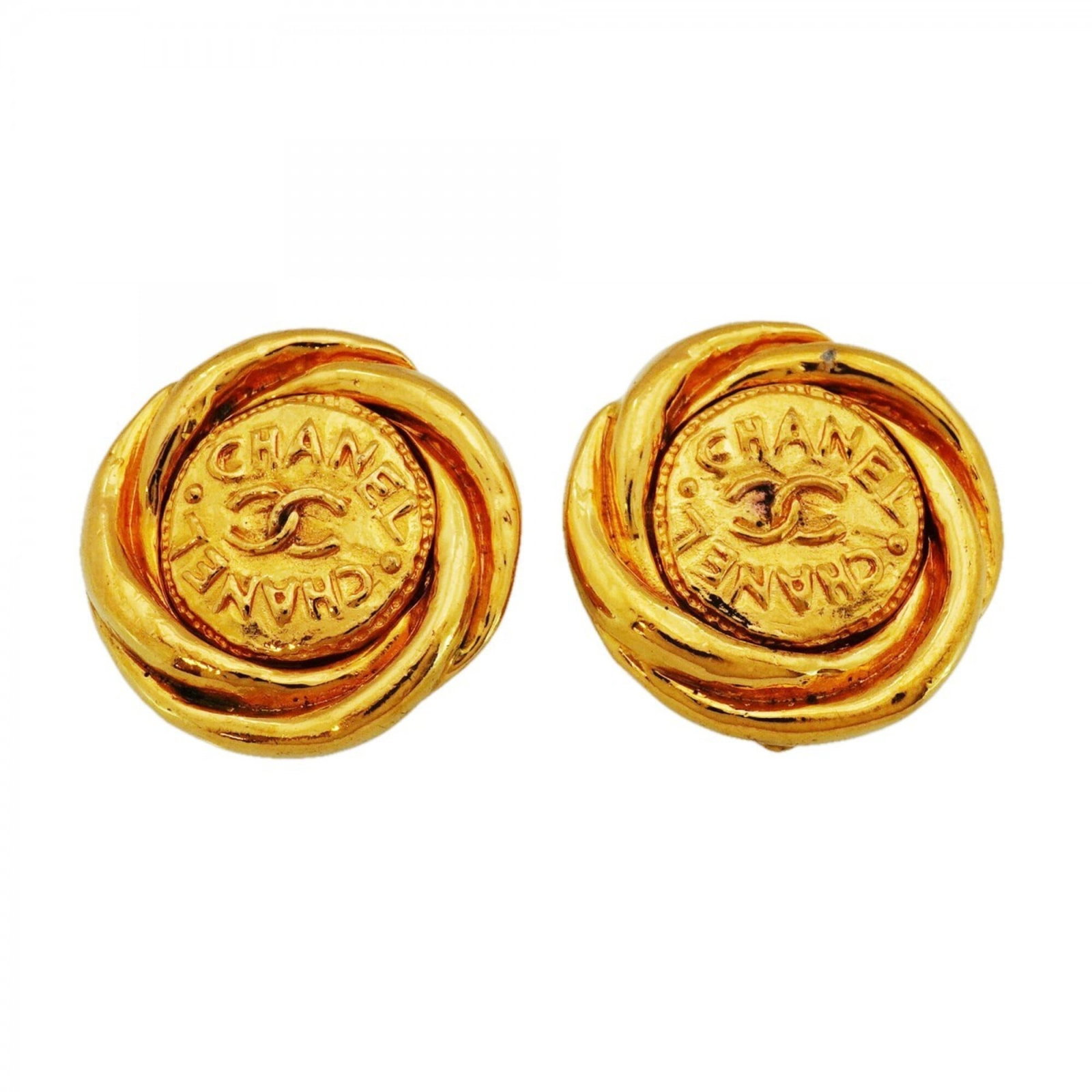 Chanel Clip Earrings Gold Plating: Chanel Clip Earrings Gold Plating Gold plating gives these Chanel clip earrings a luxurious touch, while their compact size makes them perfect for everyday wear. With dimensions of 29mm x 29mm, they