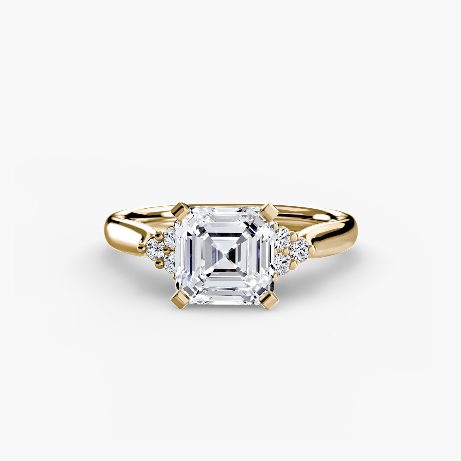 Solitaire Asscher 18Kt Yellow Gold Ring Setting - 2