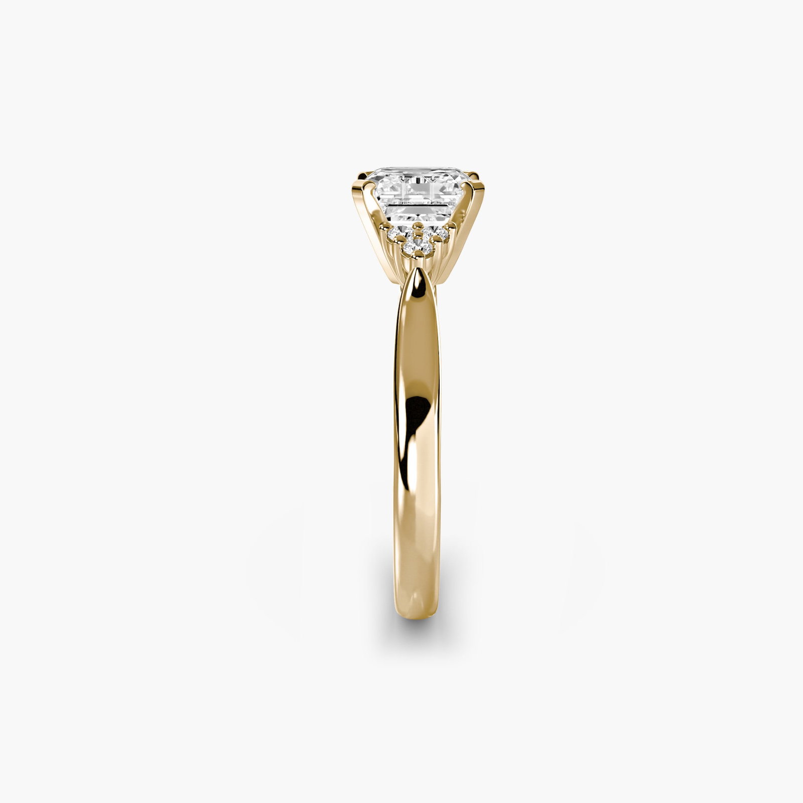 Solitaire Asscher 18Kt Yellow Gold Ring Setting - 3