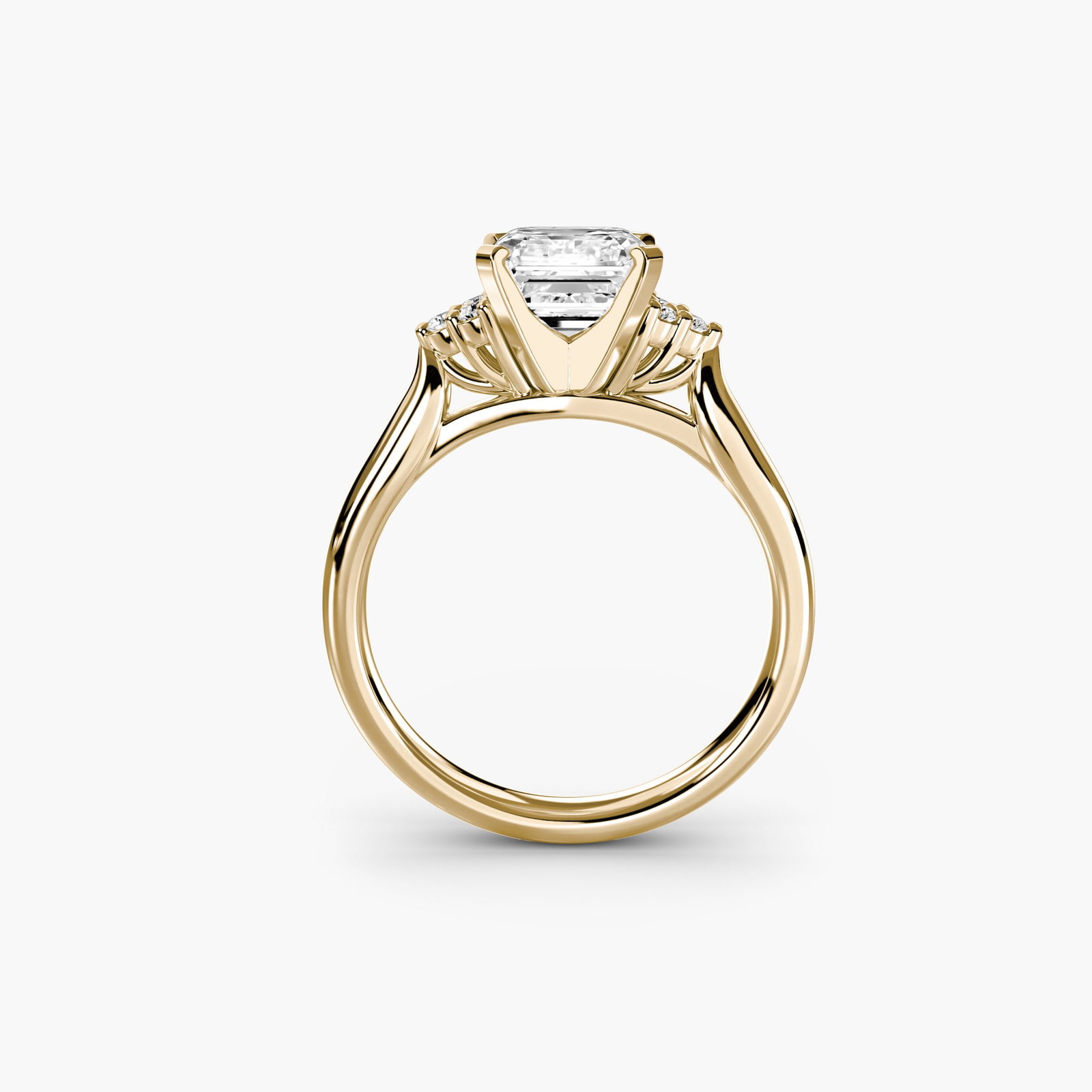 Solitaire Asscher 18Kt Yellow Gold Ring Setting - 4