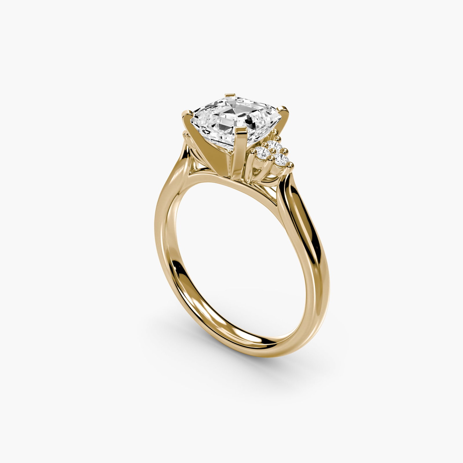 Solitaire Asscher 18Kt Yellow Gold Ring Setting - 5