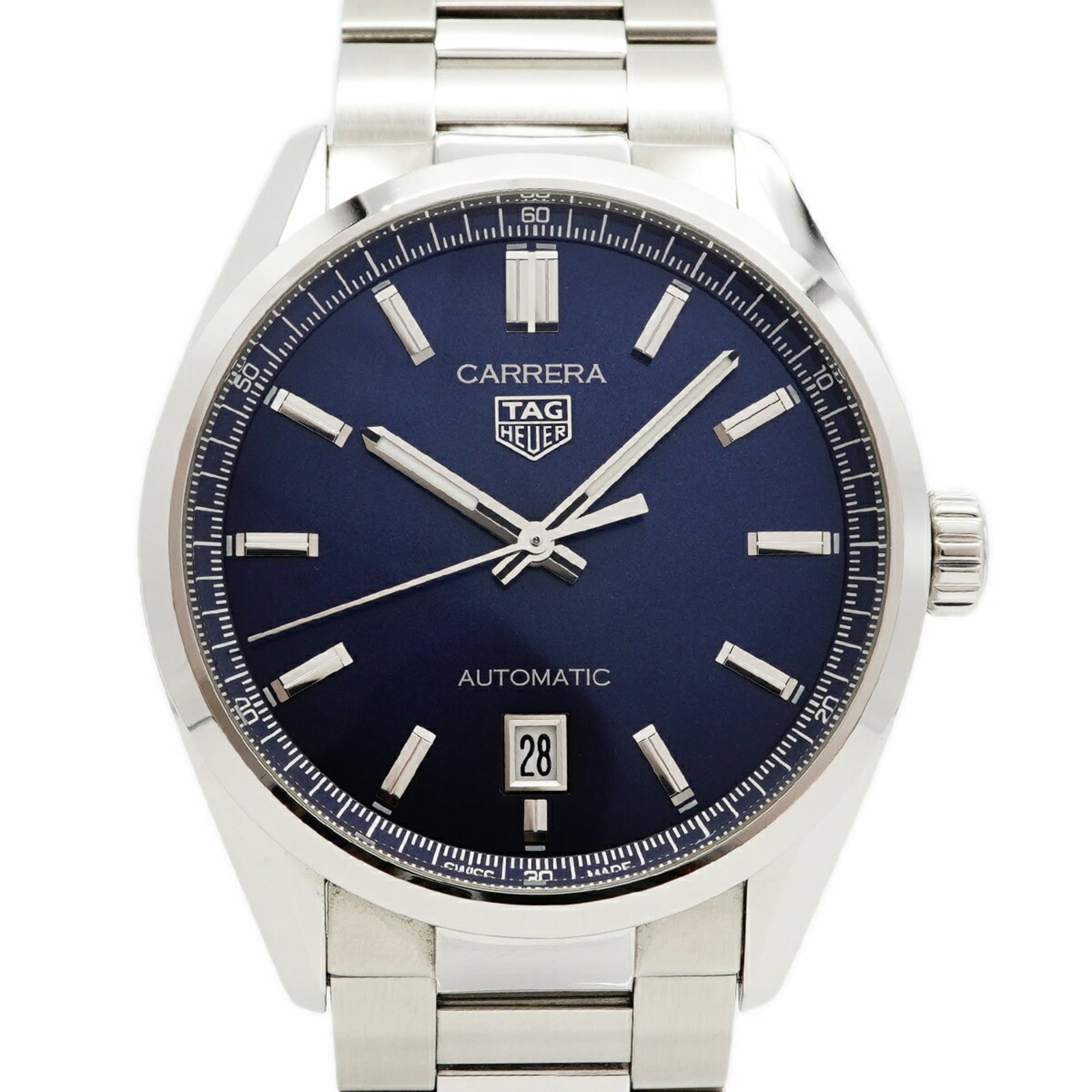 Wristwatch From Tag: Wristwatch From Tag Stainless steel band and blue dial make for a sleek and stylish timepiece. This self-winding automatic wristwatch features a 38.9mm case diameter, perfect for wrists up to 17.5cm i