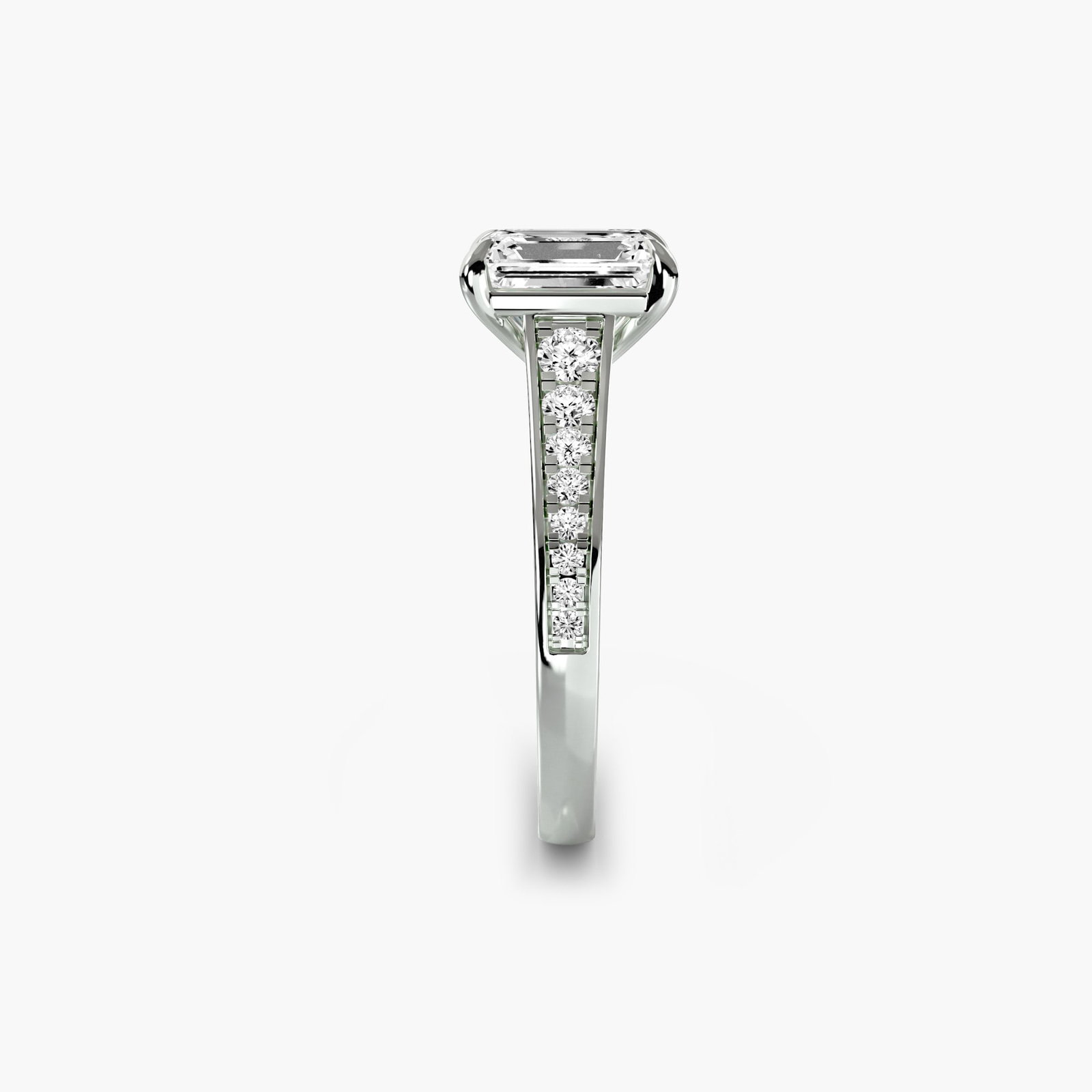 Pave Emerald 950 Platinum Ring Setting - 3