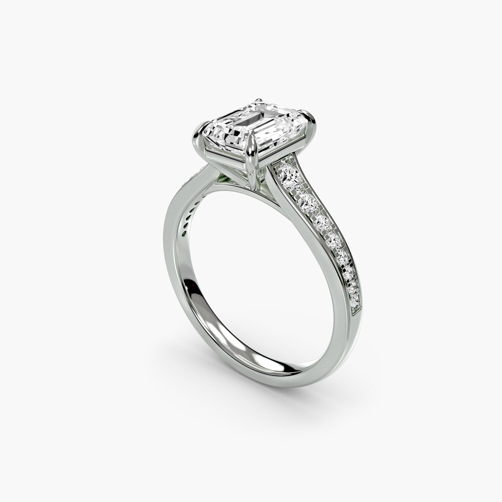 Pave Emerald 950 Platinum Ring Setting - 5