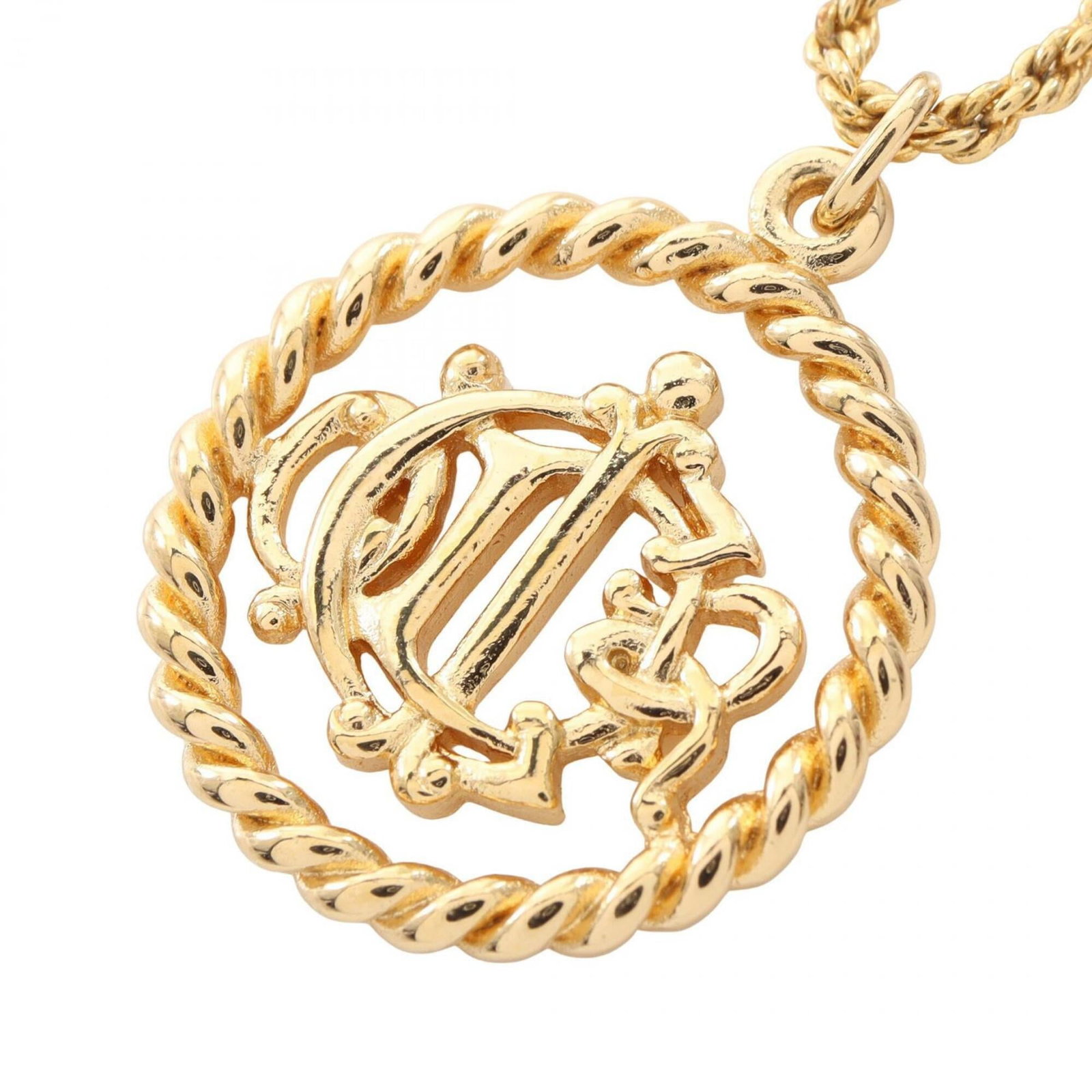 Christian Dior Large Logo Circle Necklace Gold Plated (Gp) Women'S Tone: Christian Dior Large Logo Circle Necklace Gold Plated (Gp) Women'S Tone Christian Dior's Large Logo Circle Necklace in gold plating offers a sleek and sophisticated design, featuring a 23mm x 23mm