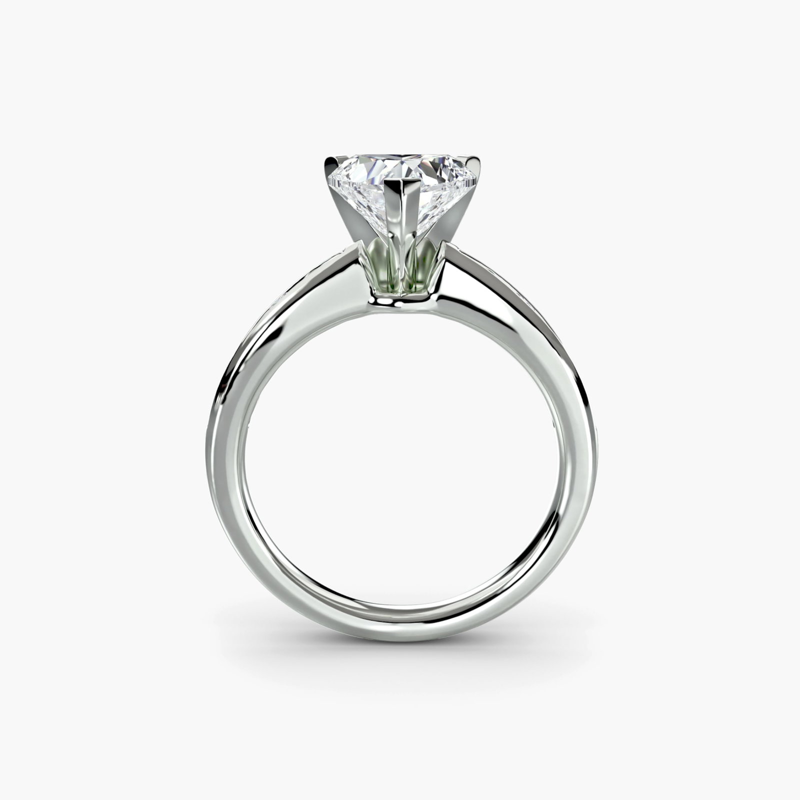 Pave Heart 14Kt White Gold Ring Setting: Pave Heart 14Kt White Gold Ring Setting Pave heart ring setting crafted from 14Kt white gold, featuring 12 side stones totaling 0.313 carats in EF/VS lab-grown color and clarity. The ring's pave desig