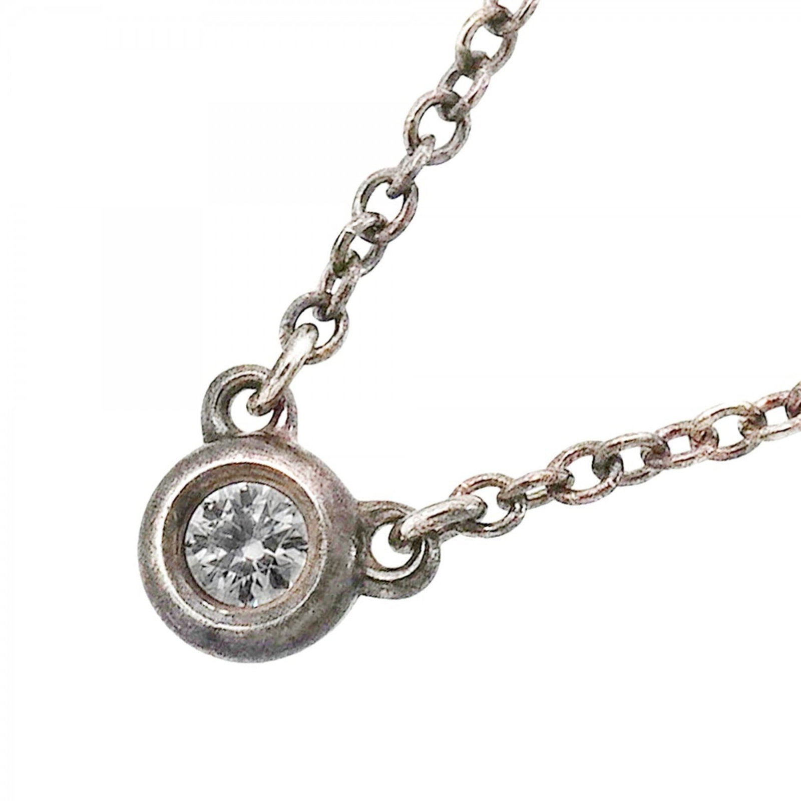 Tiffany & Co. By The Yard Necklace 1Pd (One Diamond) Sterling Silver 925 Women'S: Tiffany & Co. By The Yard Necklace 1Pd (One Diamond) Sterling Silver 925 Women'S Sterling silver necklace with a 1Pd (one diamond) pendant, measuring 4.2mm x 3.6mm and set in a 41 cm / 16.14''