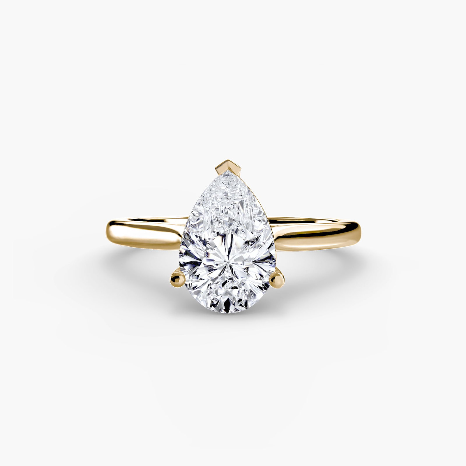Solitaire Pear 14Kt Yellow Gold Ring Setting - 2