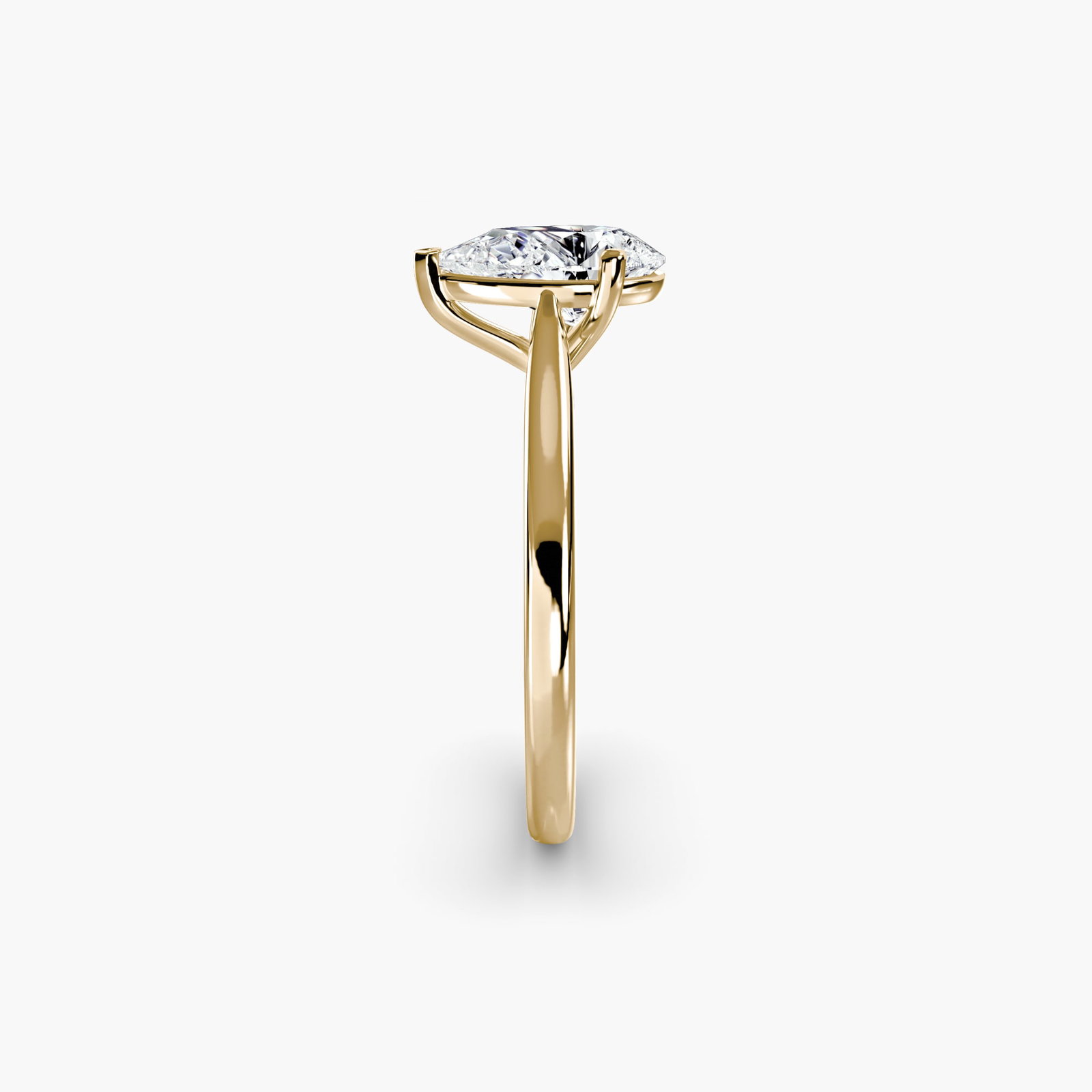 Solitaire Pear 14Kt Yellow Gold Ring Setting - 3