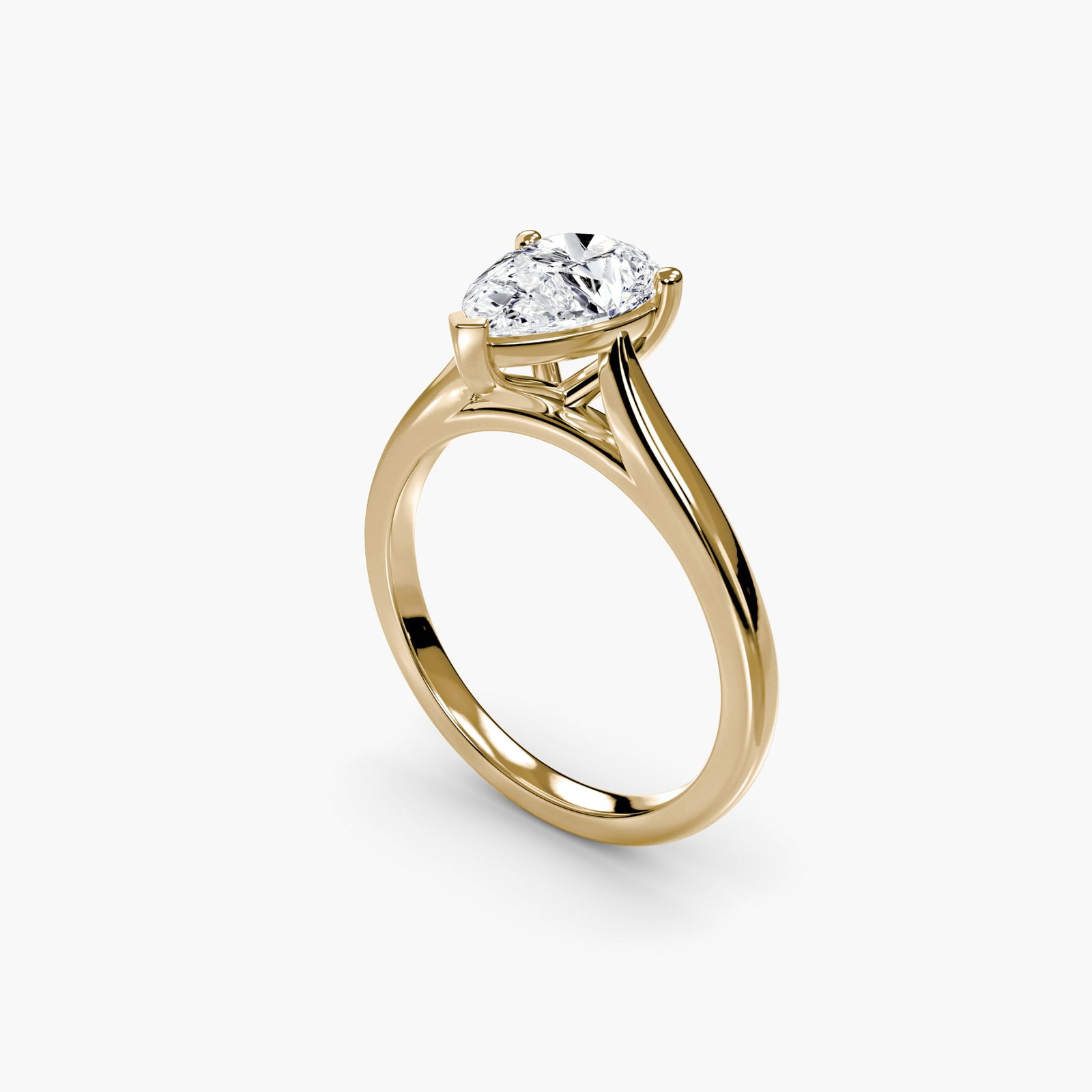 Solitaire Pear 14Kt Yellow Gold Ring Setting - 5
