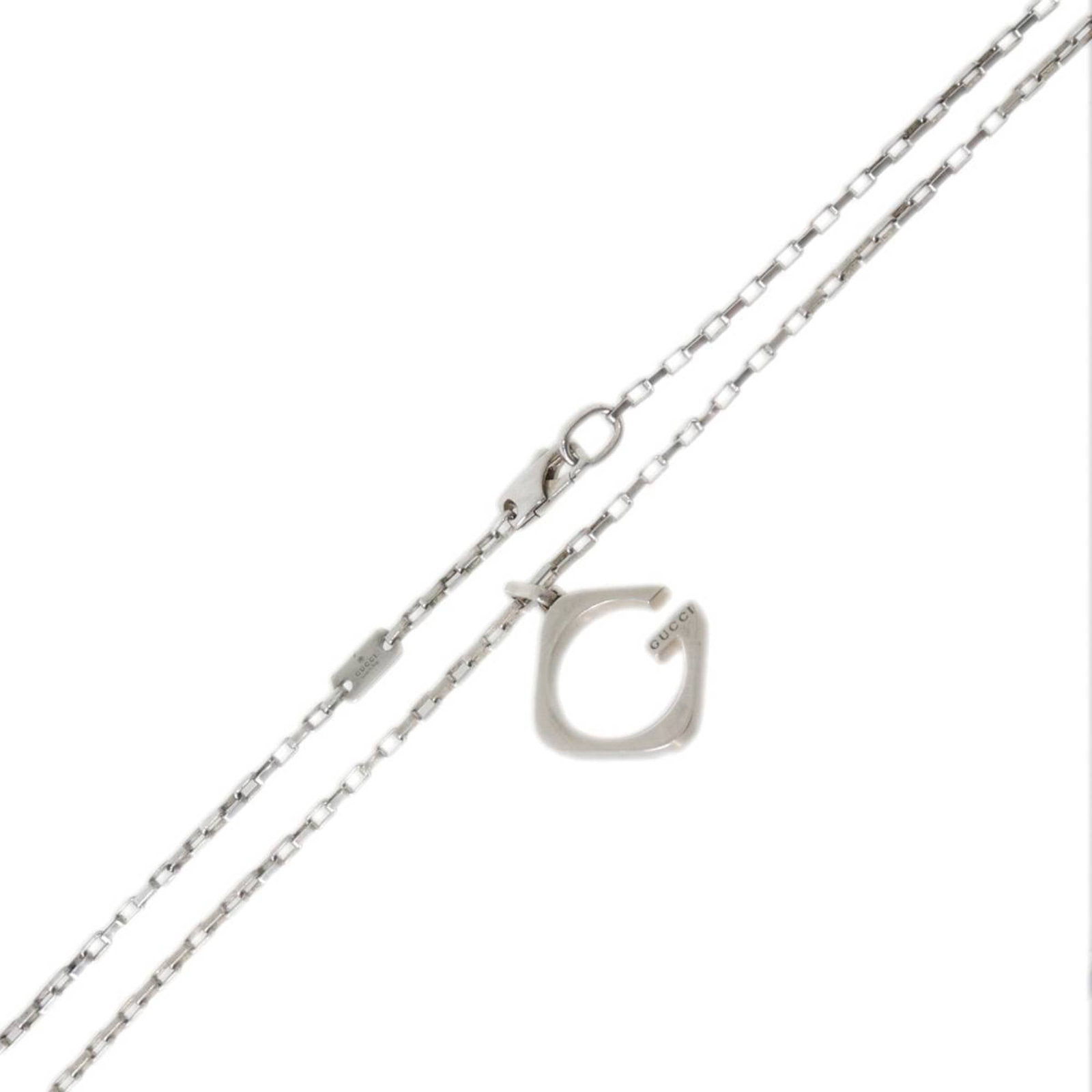 Gucci G Pendant Necklace Stamped In Silver (Ag925) Neck Circumference: Approx. 50Cm Weight: 13.3G: Gucci G Pendant Necklace Stamped In Silver (Ag925) Neck Circumference: Approx. 50Cm Weight: 13.3G Silver Gucci pendant necklace stamped in Ag925, featuring a 28mm x 19mm design with a 3mm width. The