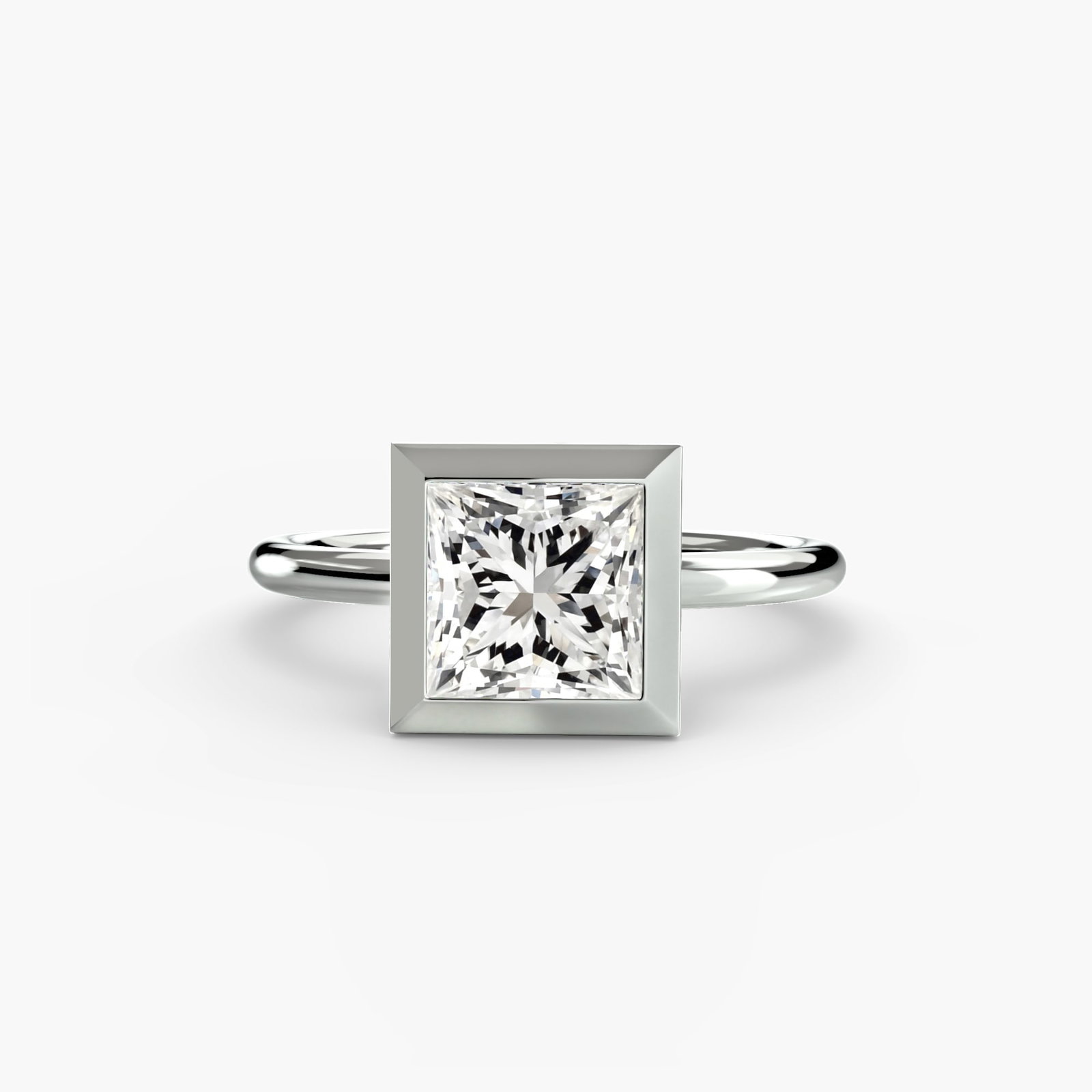 Solitaire Princess 14Kt White Gold Ring Setting - 2