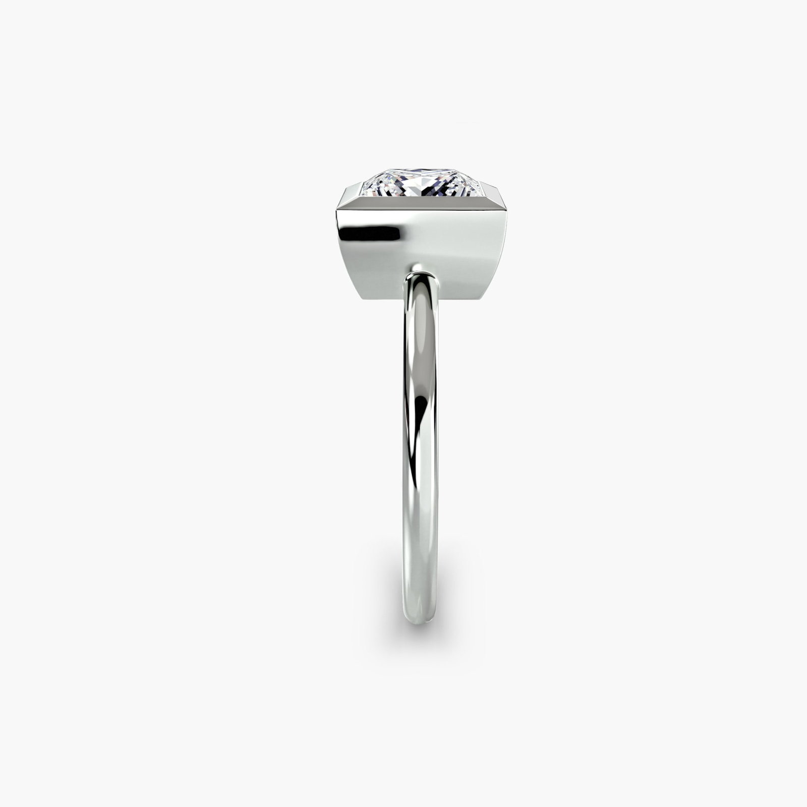 Solitaire Princess 14Kt White Gold Ring Setting - 3