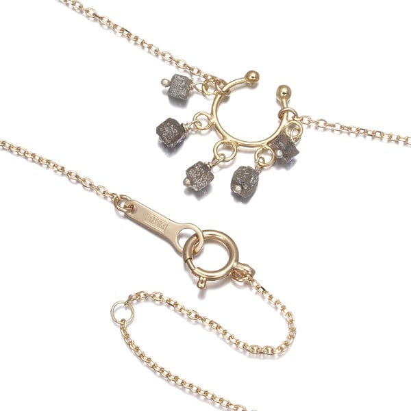 Rough Cut Diamond Necklace 416 Yellow Gold - 3