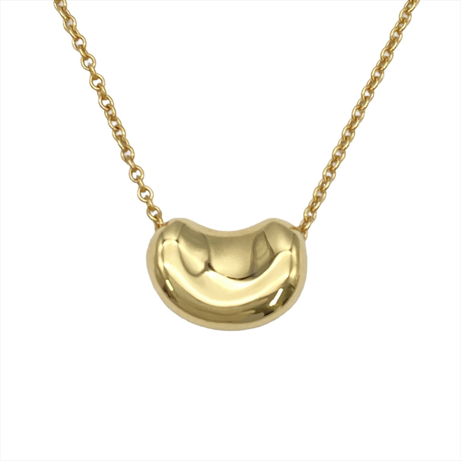 Tiffany Co Bean Necklace 18k Yellow Gold 2.8g Elsa Peretti for Women: Tiffany Co Bean Necklace 18k Yellow Gold 2.8g Elsa Peretti for Women Tiffany & Co's iconic Elsa Peretti Bean Necklace shines in 18k yellow gold, its delicate design a testament to the brand's timeless