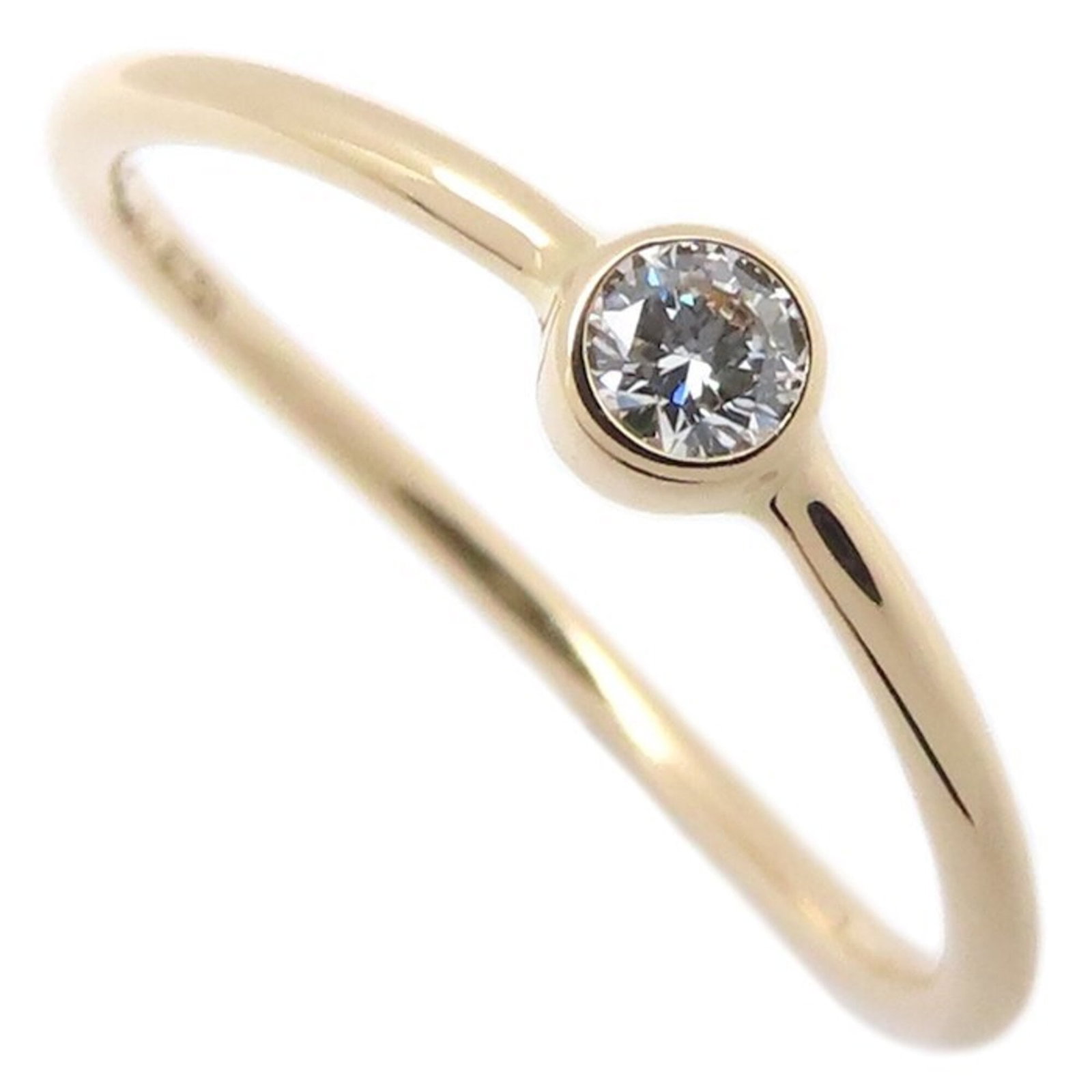 Pink Gold 18k Ring Tiffany: Pink Gold 18k Ring Tiffany Pink gold 18k band ring from Tiffany, featuring a diamond stone in US size 4.5 and JP size 8. This elegant ring showcases the beauty of pink gold craftsmanship, with a weigh