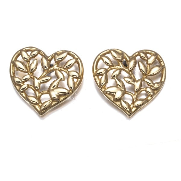 Yg Olive Leaf Heart 18K Earrings Co.: Yg Olive Leaf Heart 18K Earrings Co. Yellow Gold Heart Stud Earrings by Tiffany & Co. are crafted from high-quality 18k gold, featuring the iconic Olive Leaf design by Paloma Picasso. These elegant
