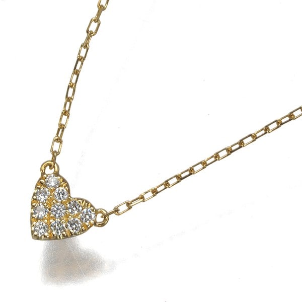 Diamond 0.05Ct Heart Pave 18K Yellow Gold Necklace: Diamond 0.05Ct Heart Pave 18K Yellow Gold Necklace 18k yellow gold heart-shaped pendant features a natural diamond pave setting, adding subtle sparkle to its delicate design. The necklace's 37cm