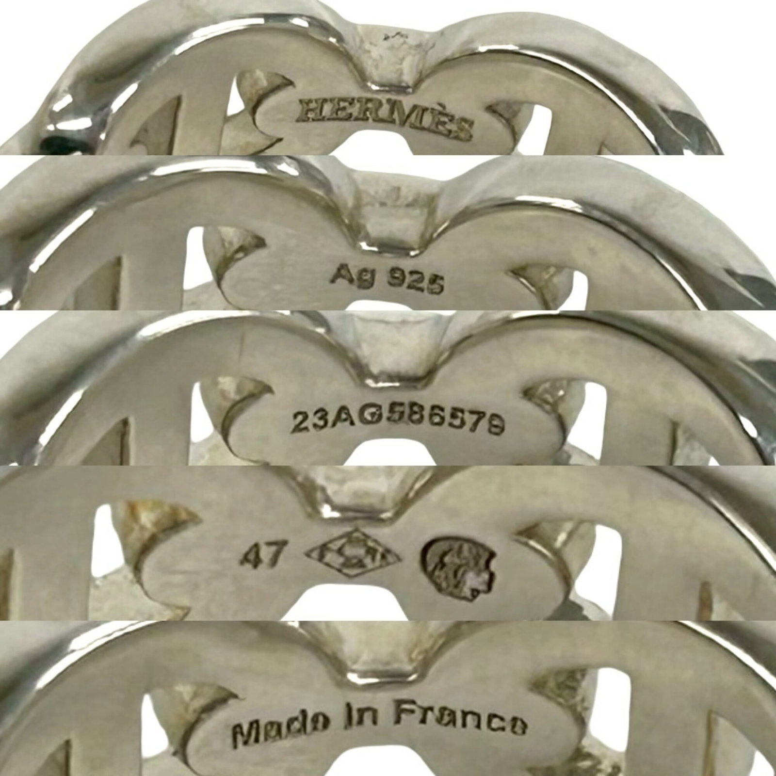 Silver Ring Band Hermes 925 - 3