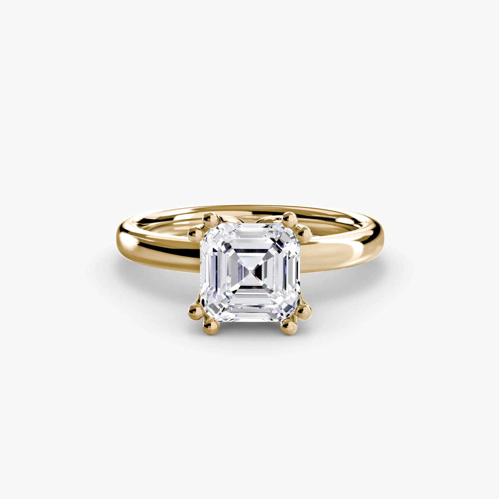 Solitaire Asscher 14Kt Yellow Gold Ring Setting - 2