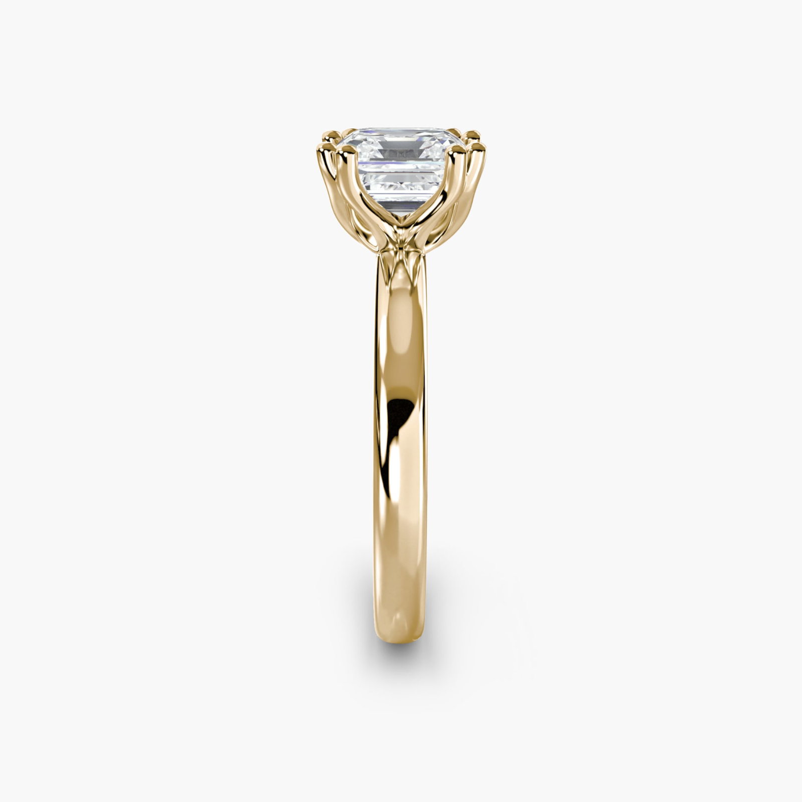 Solitaire Asscher 14Kt Yellow Gold Ring Setting - 3