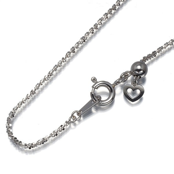 Crisscross Chain Necklace 45Cm 18K 750 White Gold: Crisscross Chain Necklace 45Cm 18K 750 White Gold 18k white gold chain necklace with a crisscross design, featuring a 45cm adjustable length with an extender. The delicate 1.4mm wide chain is crafted