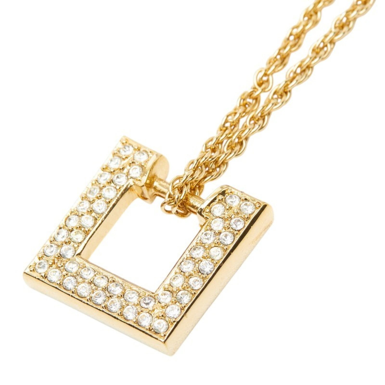 Christian Dior Square Necklace Rhinestones Gold Plated Women's: Christian Dior Square Necklace Rhinestones Gold Plated Women's Gold plating and rhinestones adorn the Square Necklace, a stylish addition to any woman's jewelry collection. The necklace features a gol