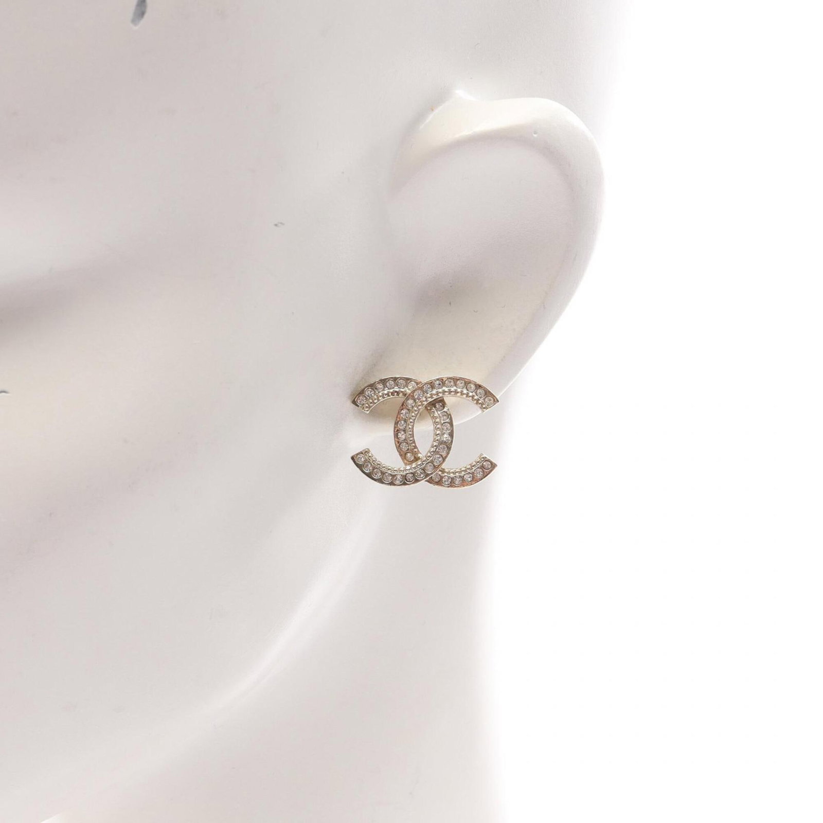 Chanel Stud Earrings Gold Plating Rhinestone - 4
