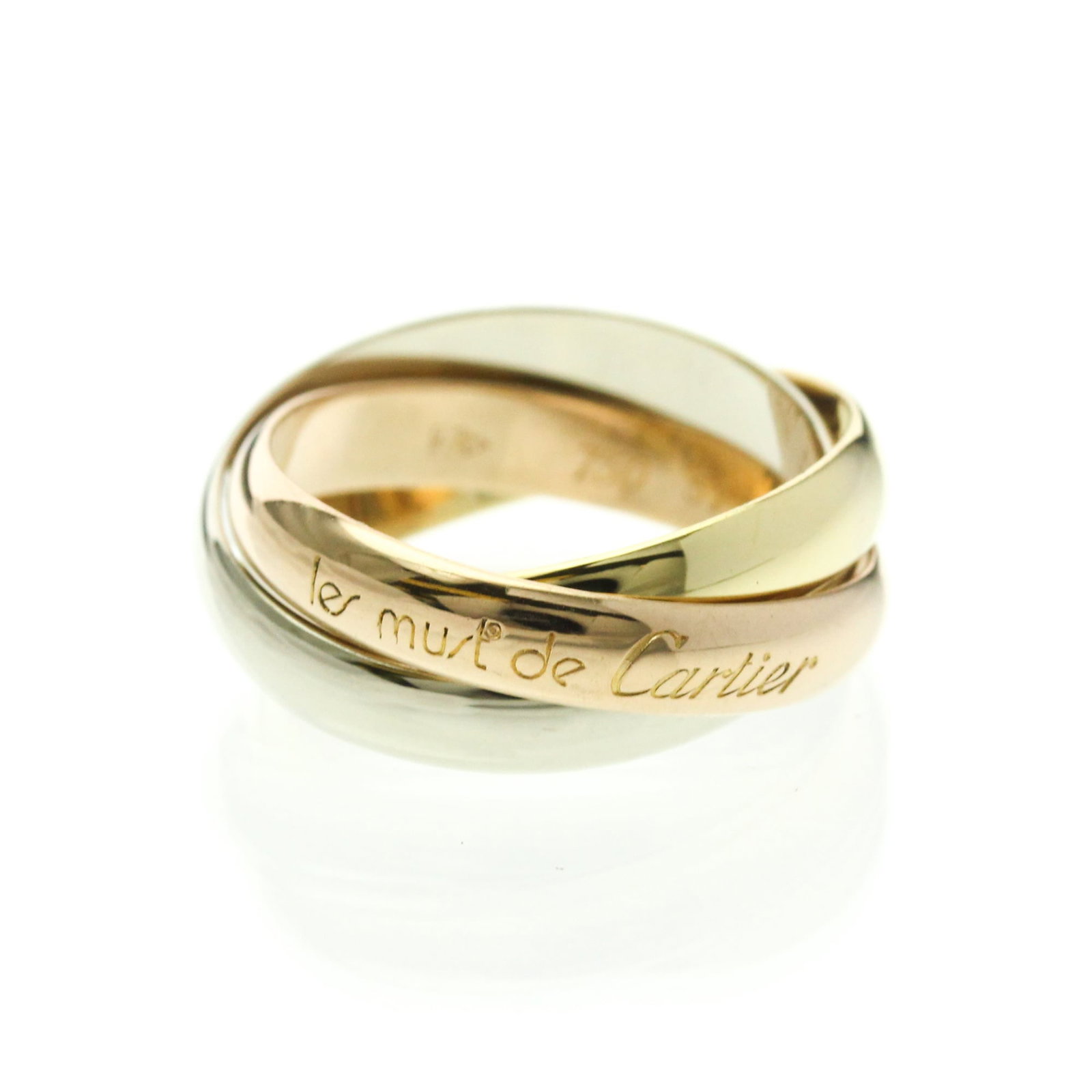 Cartier Band Ring Pink Gold (18K) White Gold (18K) Yellow Gold (18K): Cartier Band Ring Pink Gold (18K) White Gold (18K) Yellow Gold (18K) Cartier's iconic Trinity band ring showcases its elegant design in pink, white, and yellow gold. This 18K gold piece features a