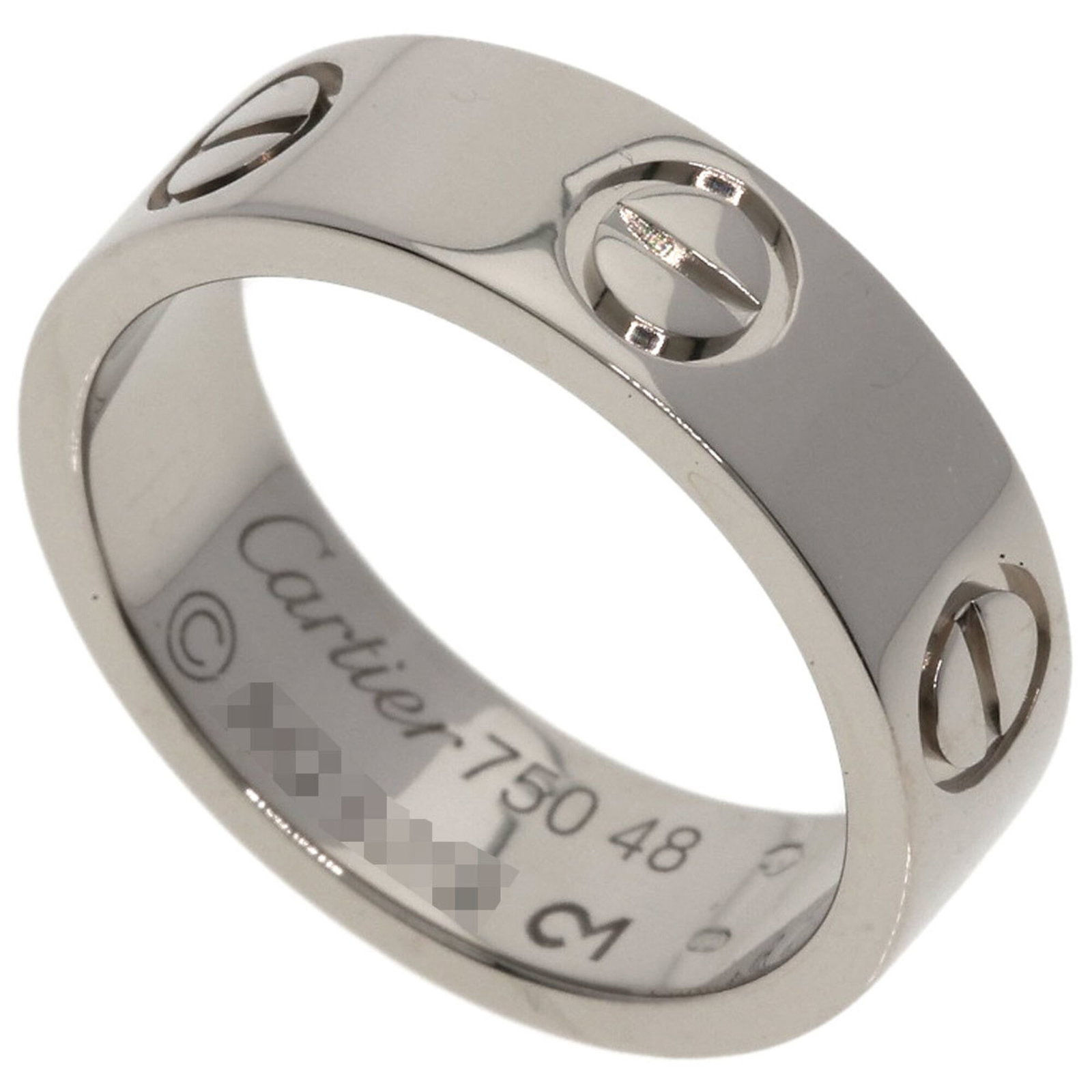 Ring from Cartier: Ring from Cartier 18K white gold band ring from Cartier, featuring a classic design with a width of 5.2mm and weighing 6g. This timeless piece is crafted in the iconic Love line, known for its