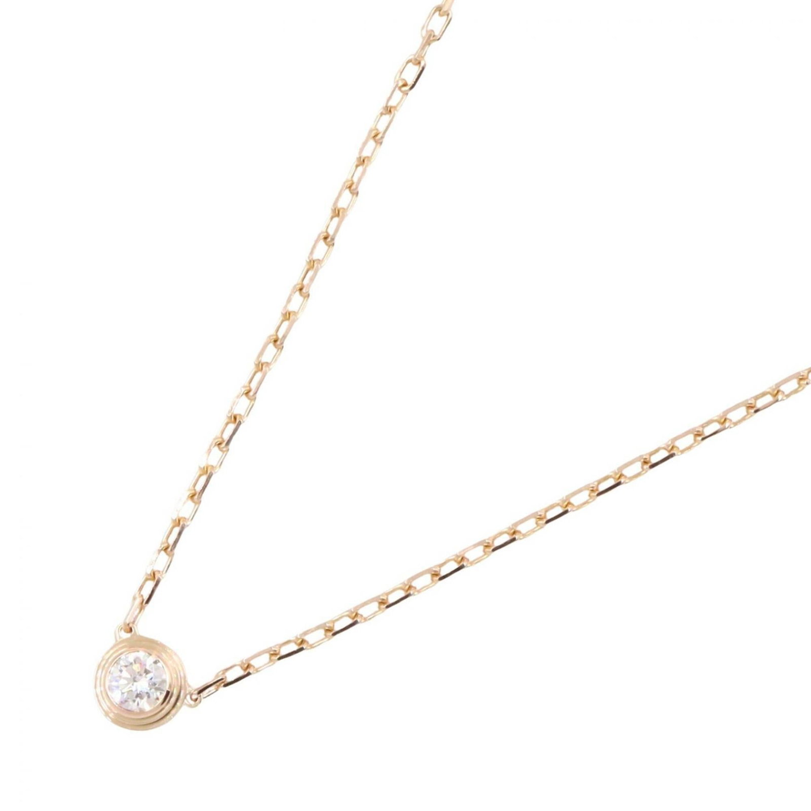 Cartier D'Amour Sm Necklace 18Kpg (Pink Gold) Diamond Women'S Gold Tone Clear Tone: Cartier D'Amour Sm Necklace 18Kpg (Pink Gold) Diamond Women'S Gold Tone Clear Tone Cartier D'Amour Sm Necklace in 18K pink gold features a clear diamond pendant, measuring 4.5mm x 4.5mm. This elegant 