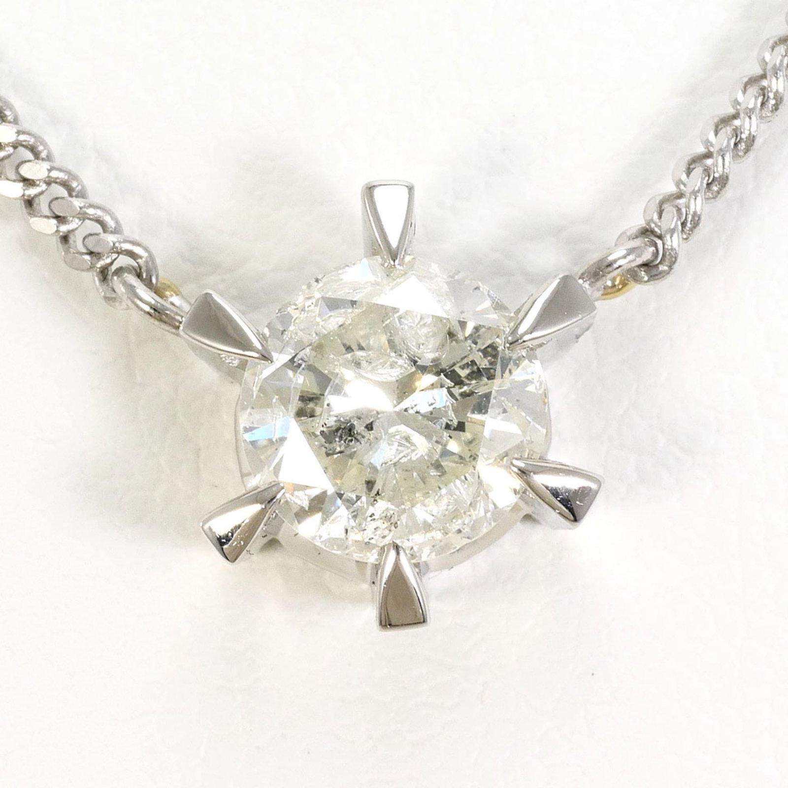 Pt850 Platinum Necklace With 1.26Ct Diamond Certificate Of Authenticity Included Total Weight 6.5G: Pt850 Platinum Necklace With 1.26Ct Diamond Certificate Of Authenticity Included Total Weight 6.5G Platinum necklace featuring a 1.26ct diamond, certified with certificate of authenticity included,
