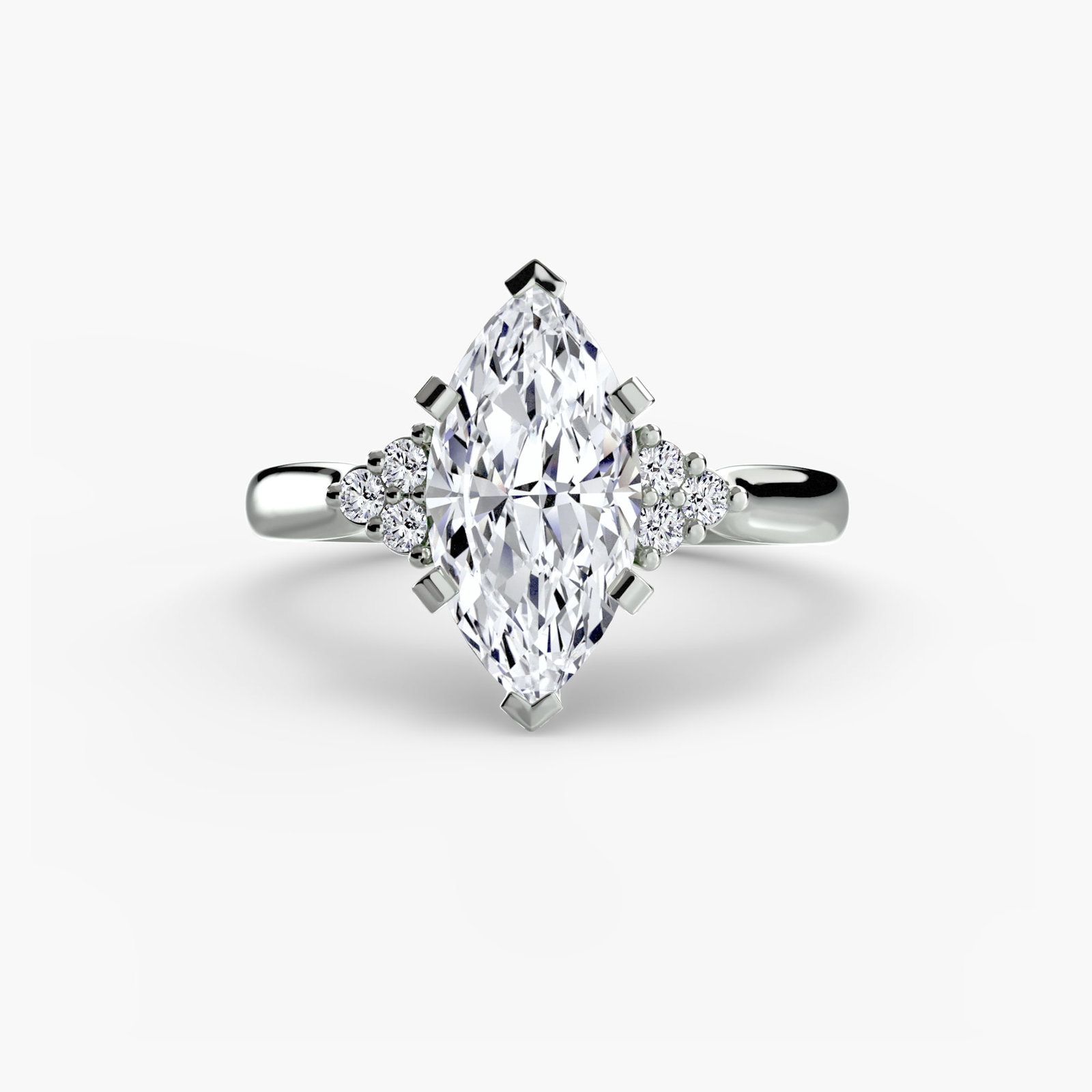 Solitaire Marquise 950 Platinum Ring Setting - 2