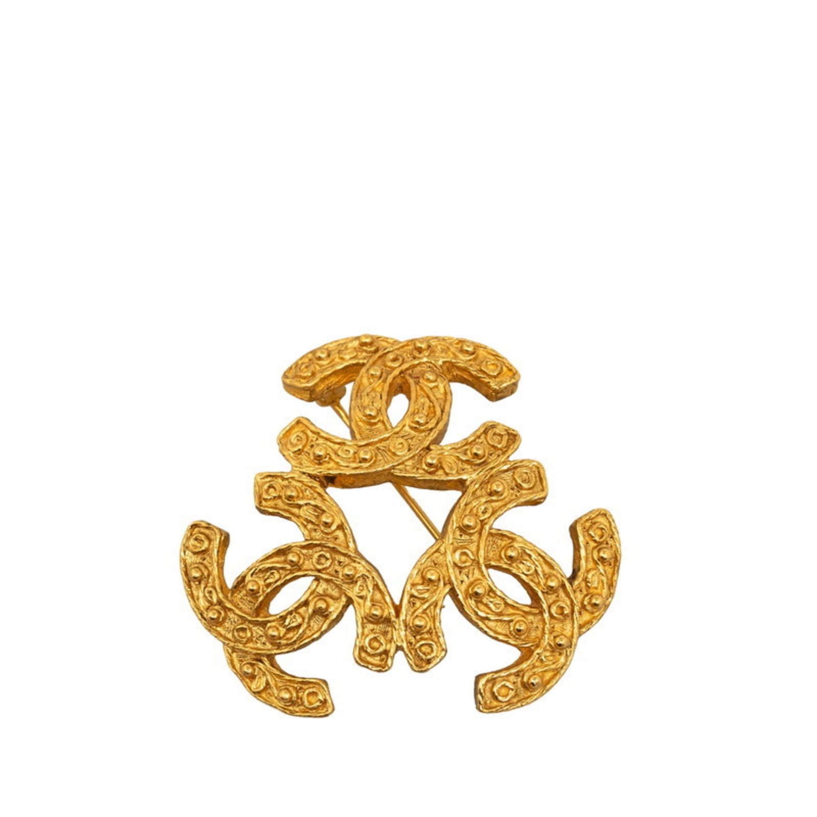 Chanel Brooch Gold Plating: Chanel Brooch Gold Plating Gold plating on the iconic Chanel brooch adds a touch of luxury to any outfit. Measuring 42.9cm x 45.4cm, this gold-plated piece is a statement accessory for women. Its