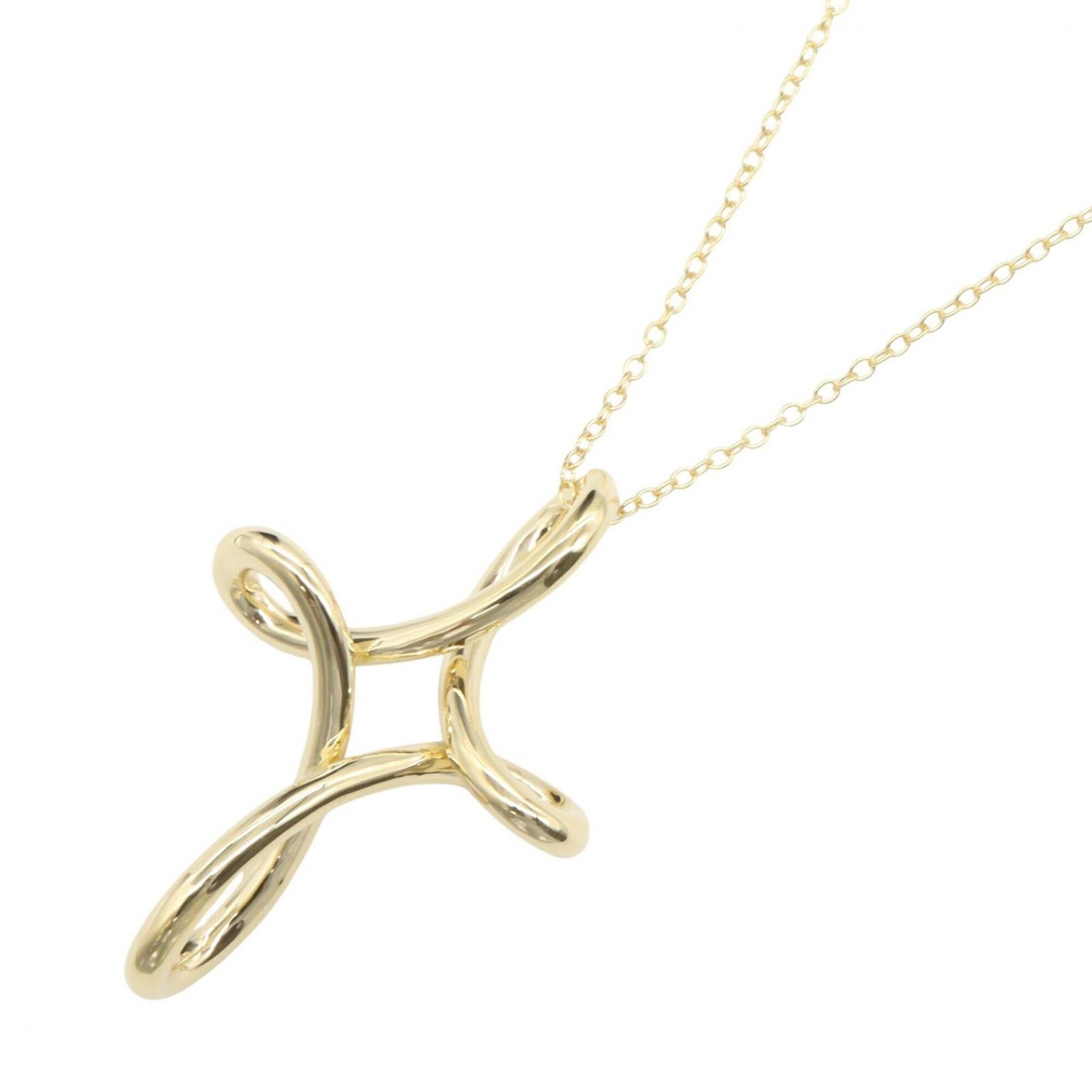 Tiffany & Co. Open Cross Necklace 18K (Yellow Gold) Women'S Jewelry Gold Tone: Tiffany & Co. Open Cross Necklace 18K (Yellow Gold) Women'S Jewelry Gold Tone Tiffany & Co. Open Cross Necklace in 18K Yellow Gold features a striking pendant design with a 45mm x 30mm open cross shap