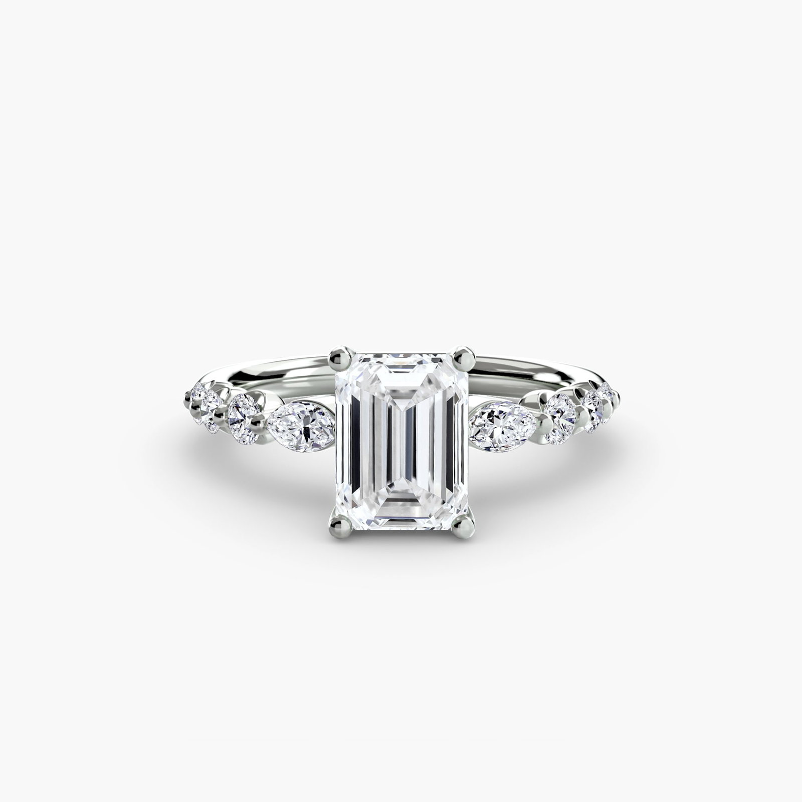Pave Emerald 950 Platinum Ring Setting - 2