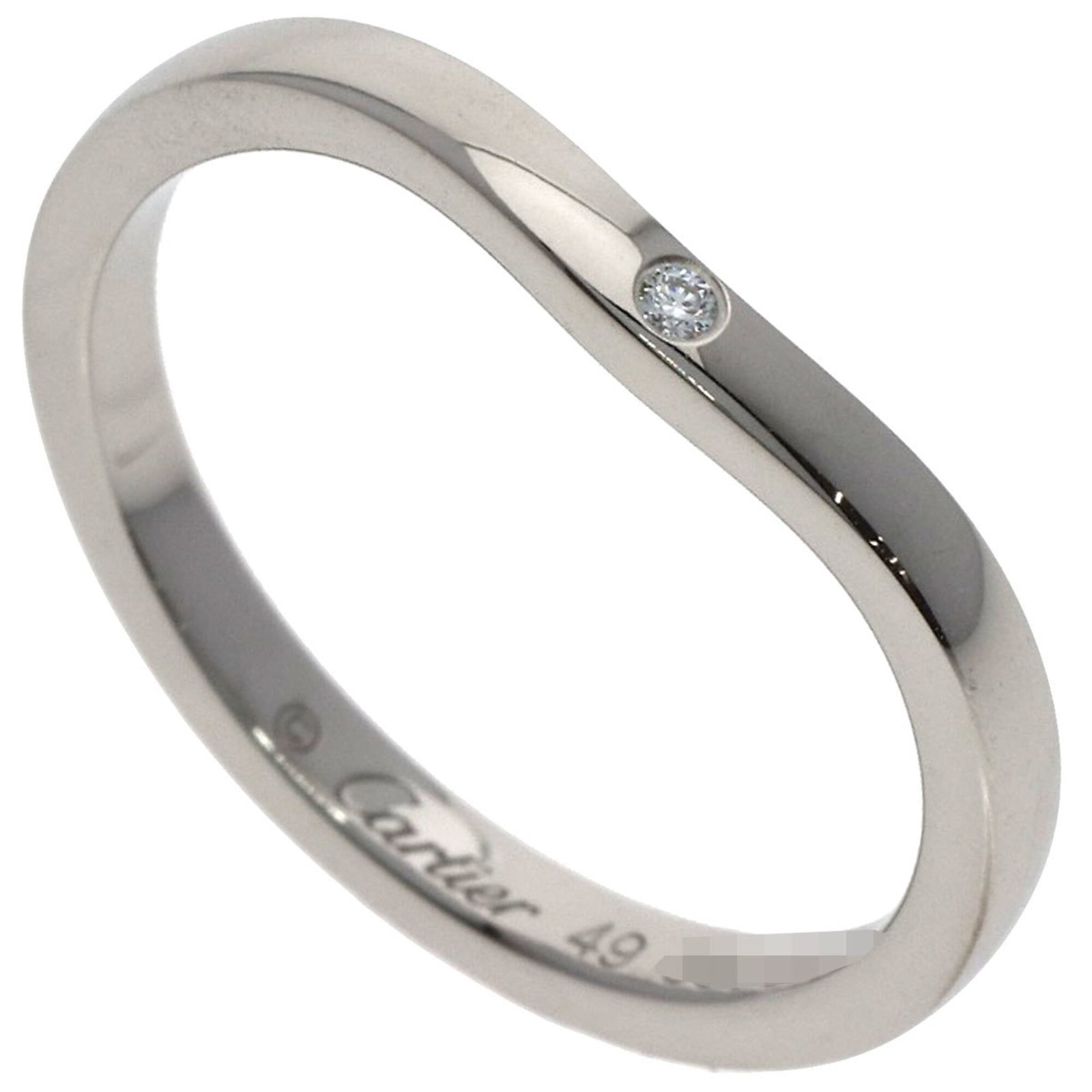Platinum 950 Cartier Ring Band: Platinum 950 Cartier Ring Band Platinum 950 Cartier Ring Band features a diamond stone and is available in US Size 5 and JP Size 9. This elegant band showcases the luxury of platinum 950, a