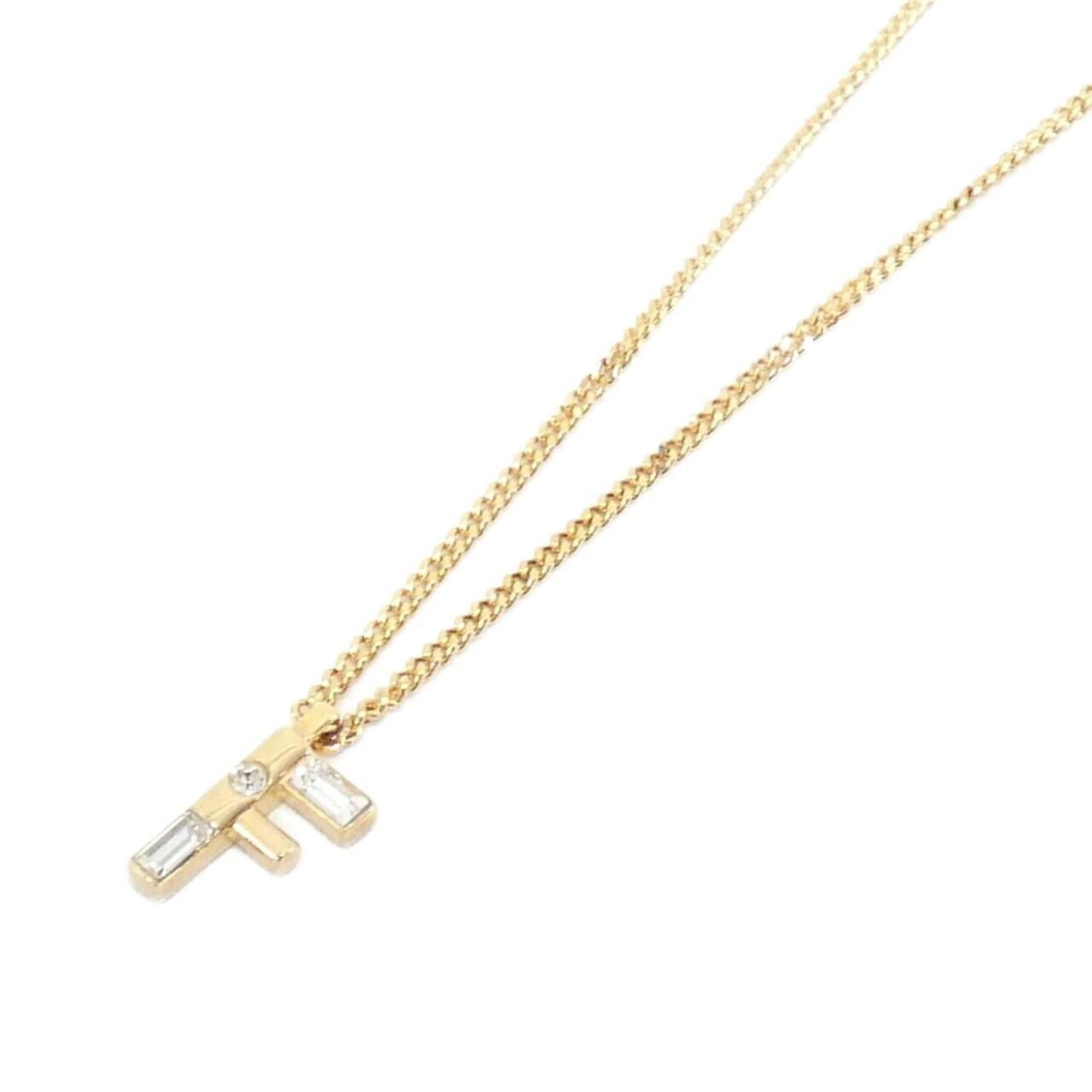 Fendi necklace Ali3 8Ah718: Fendi necklace Ali3 8Ah718 Fendi's Ali3 necklace boasts a striking clear and gold design, perfectly suited for women with neck circumferences between 40 cm to 44.5 cm. The pendant measures 120mm x