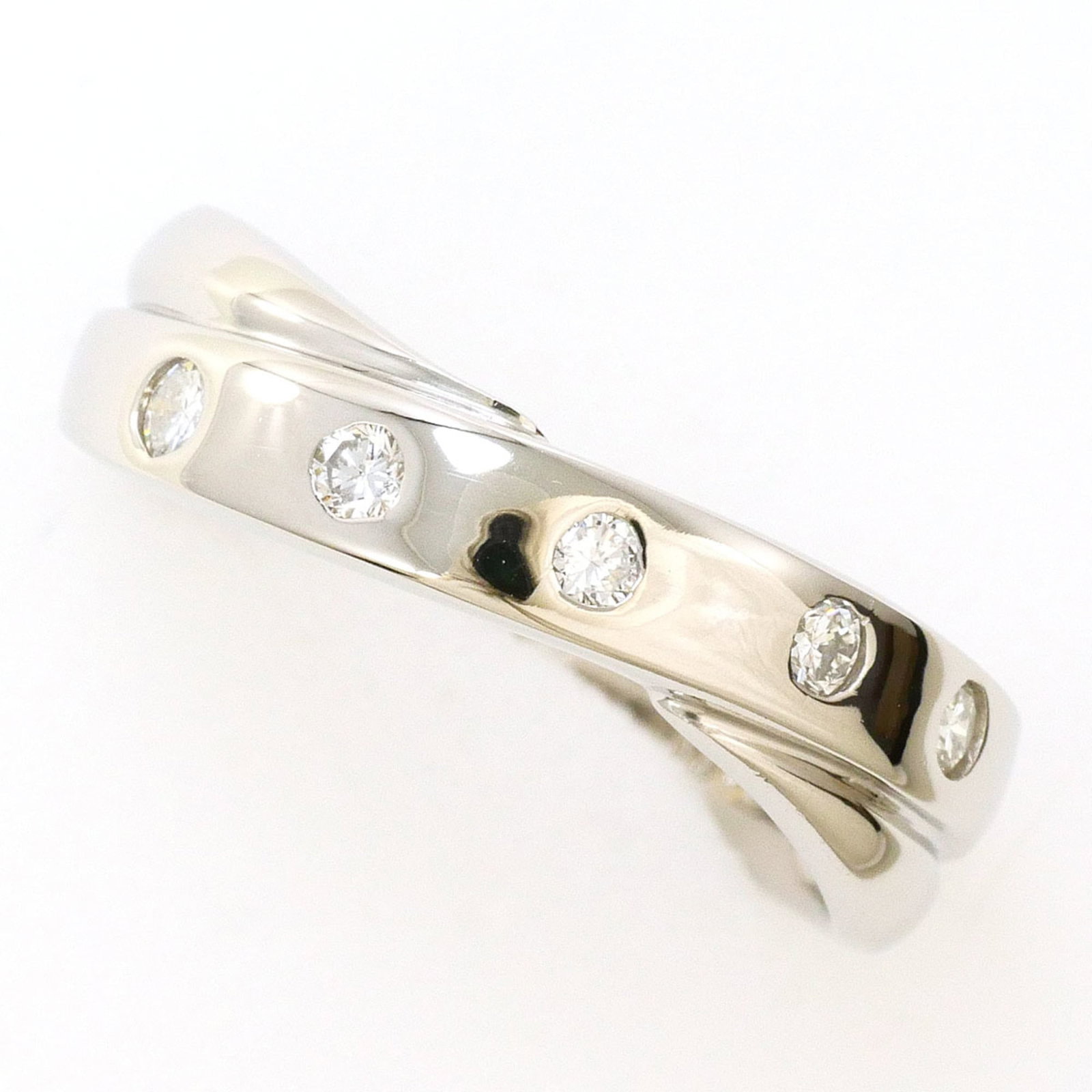 Ring Band Platinum Unbranded 900: Ring Band Platinum Unbranded 900 Platinum band ring featuring a 0.18ct diamond, crafted from high-quality platinum metal with a US size 6.5 and JP size 12 fit. The ring's slender 5mm width provides a